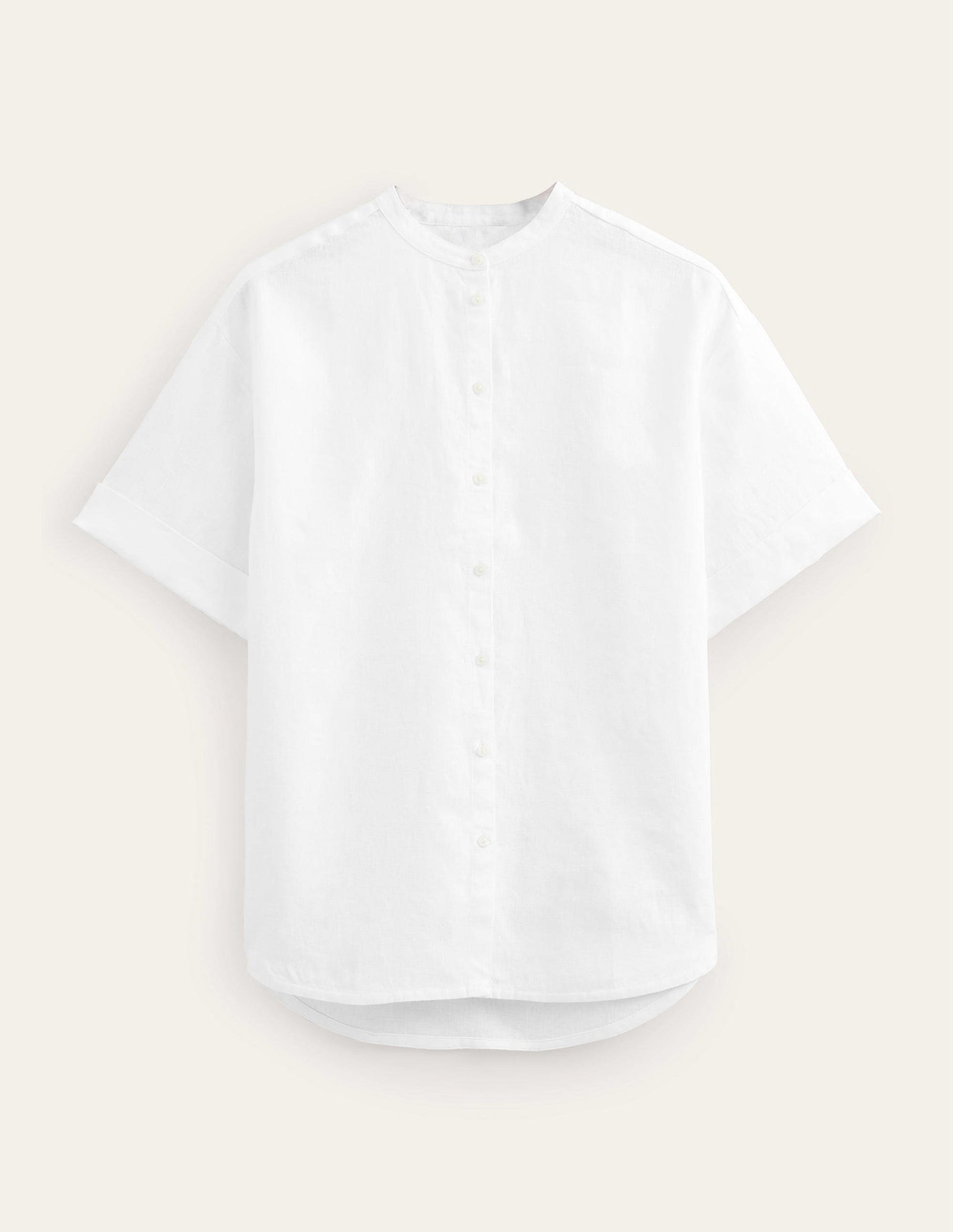 Kimono Sleeve Linen Shirt-White-6