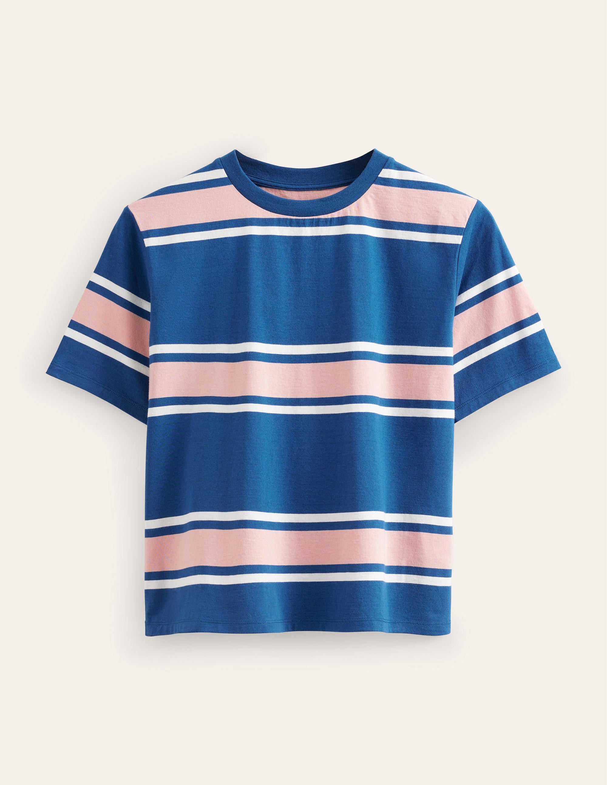 Kastiges T-Shirt mit Streifen-Saphirblau/Zartes Rosa, Gestreift - Image 5