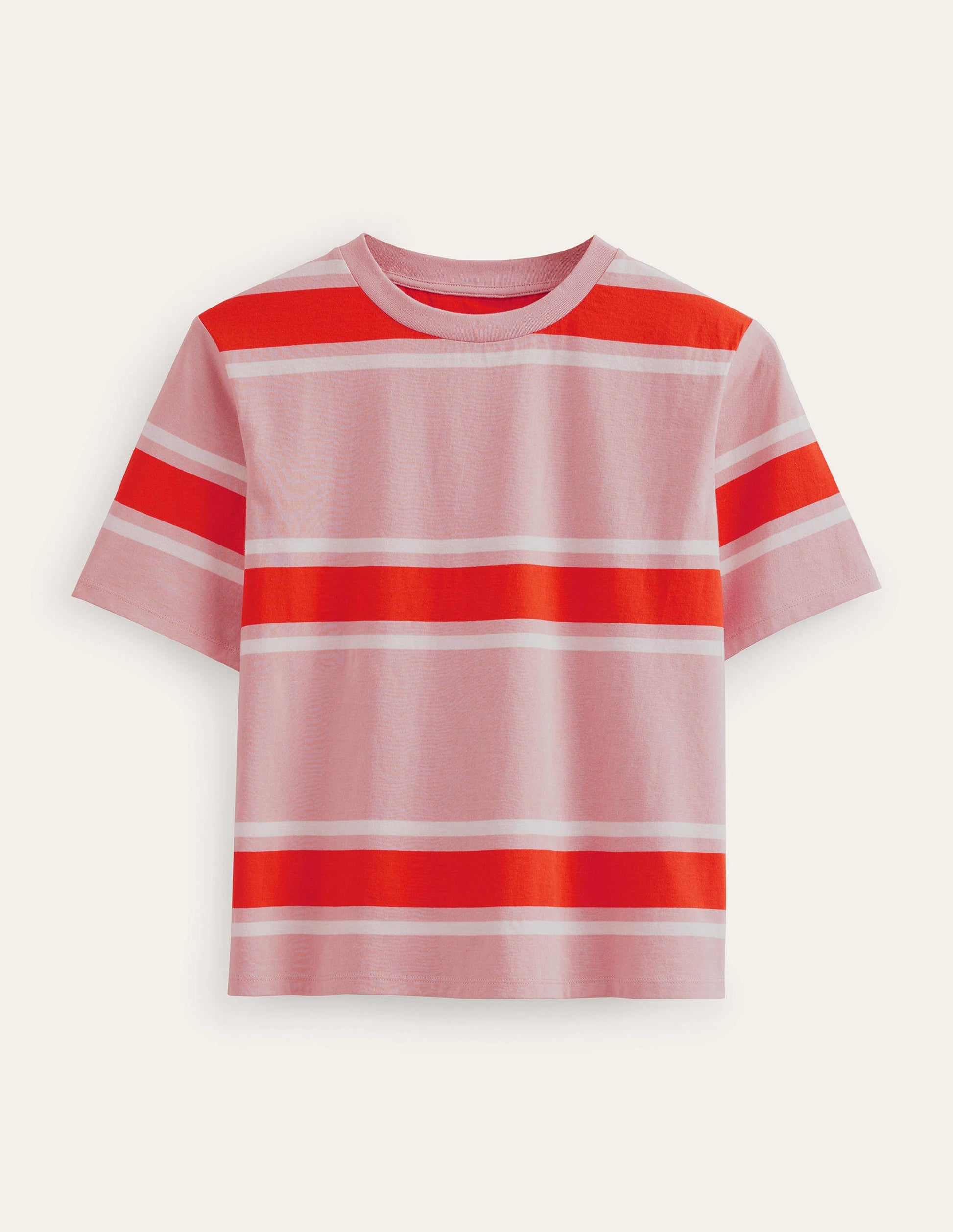 Kastiges T-Shirt mit Streifen-Zartes Rosa/Orange, Gestreift-9