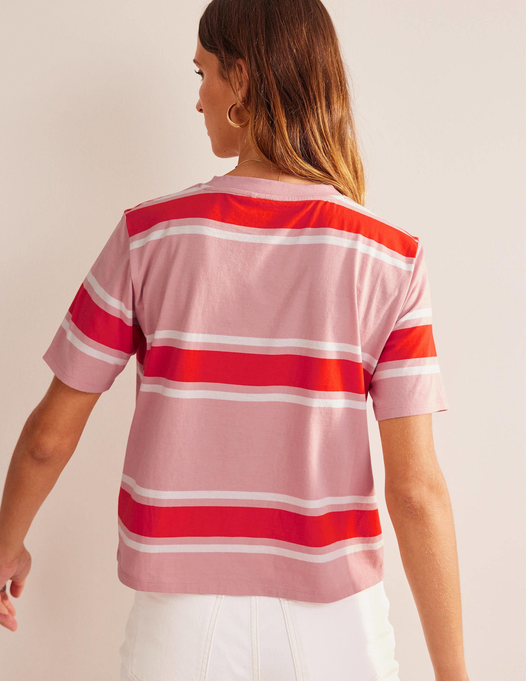 Kastiges T-Shirt mit Streifen-Zartes Rosa/Orange, Gestreift - Image 3