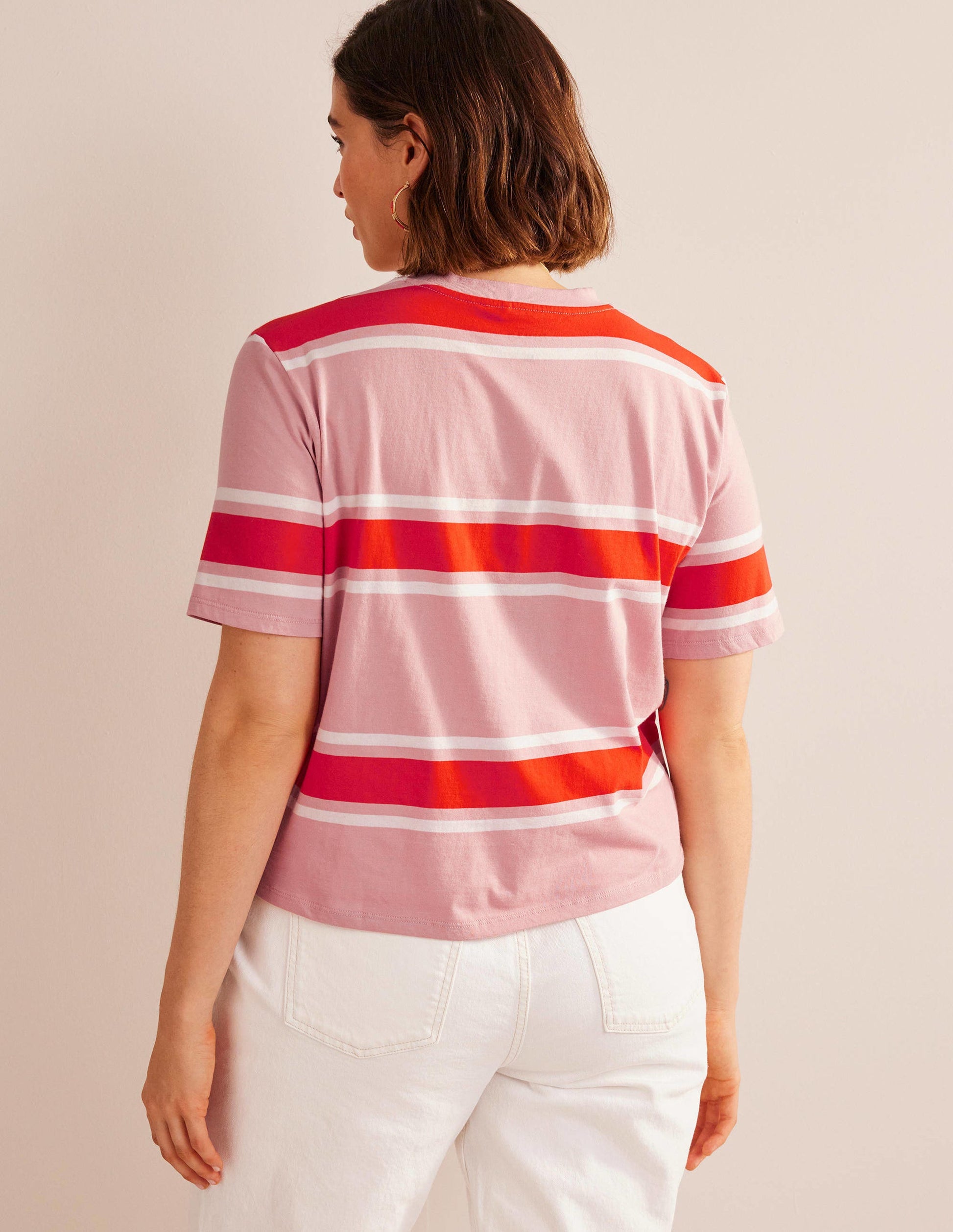 Kastiges T-Shirt mit Streifen-Zartes Rosa/Orange, Gestreift-6