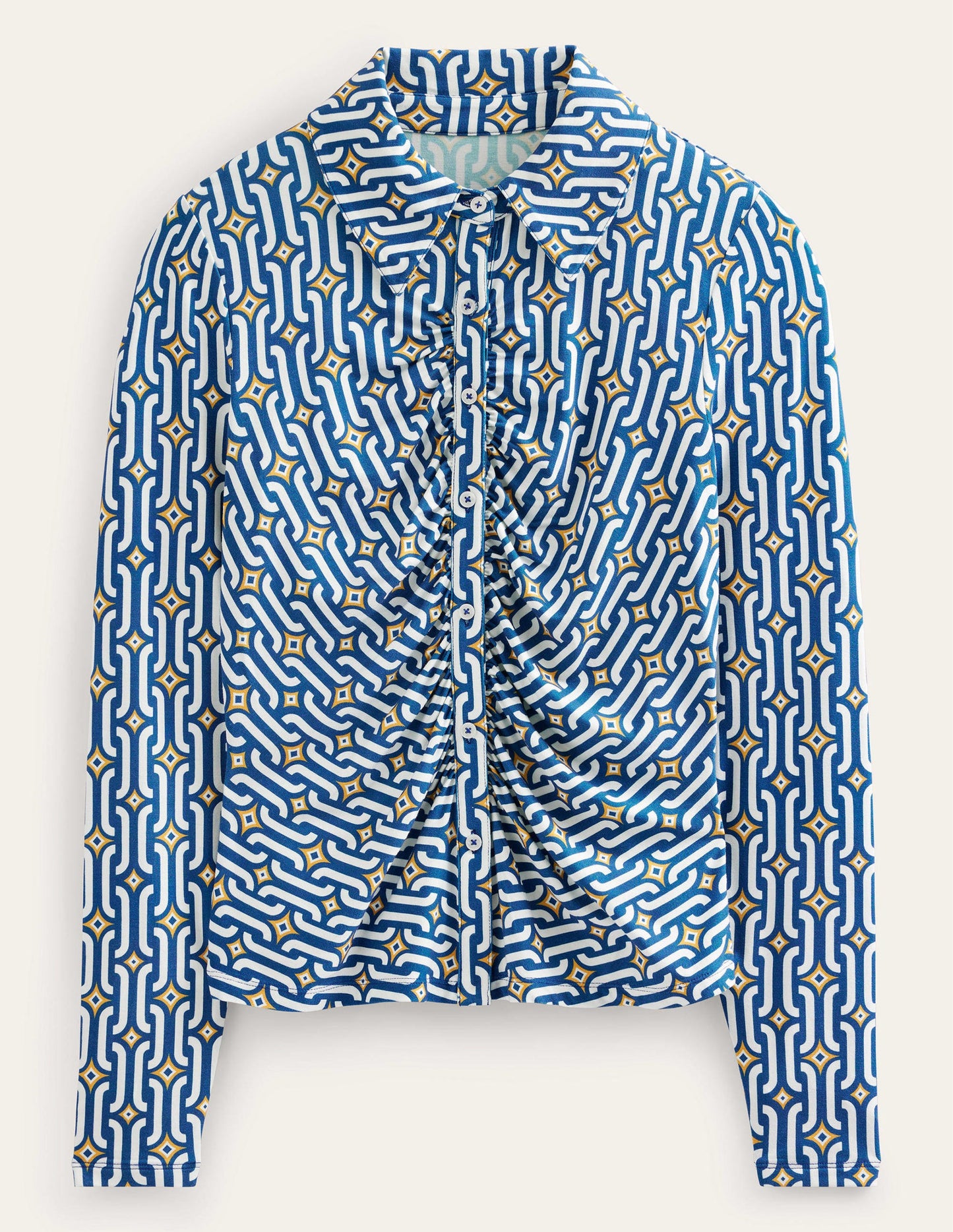 Printed Jersey Shirt-Sapphire Azure Geo