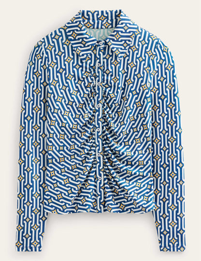 Printed Jersey Shirt-Sapphire Azure Geo