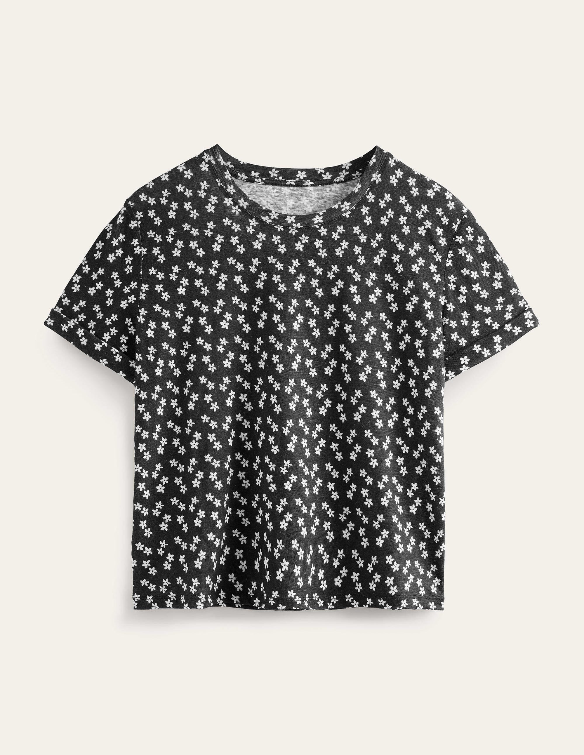 T-shirt imprimé en lin-Noir, motif Spaced Ditsy - Image 5