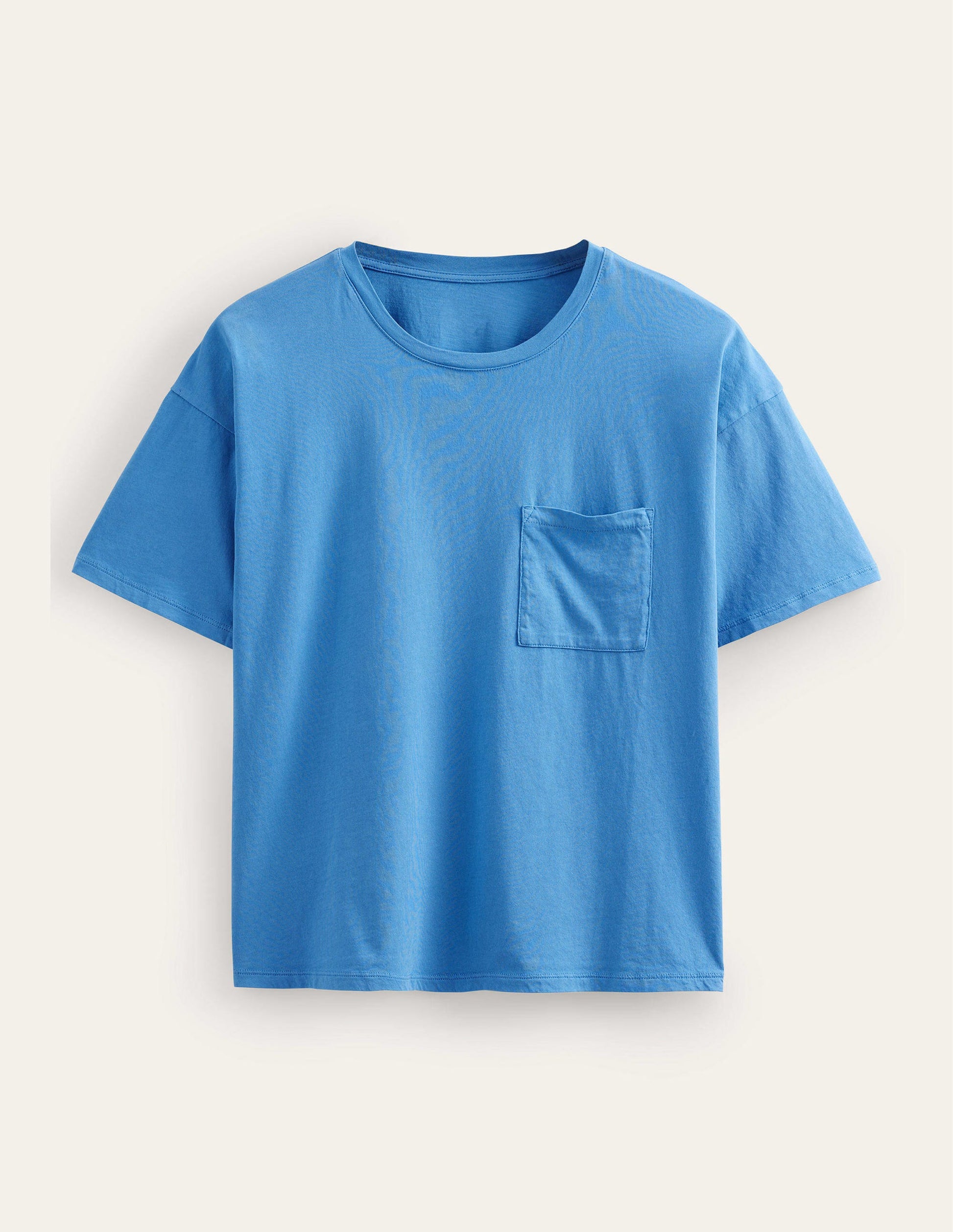 Vorgewaschenes Oversize-T-Shirt-Schuluniform-Blau-5
