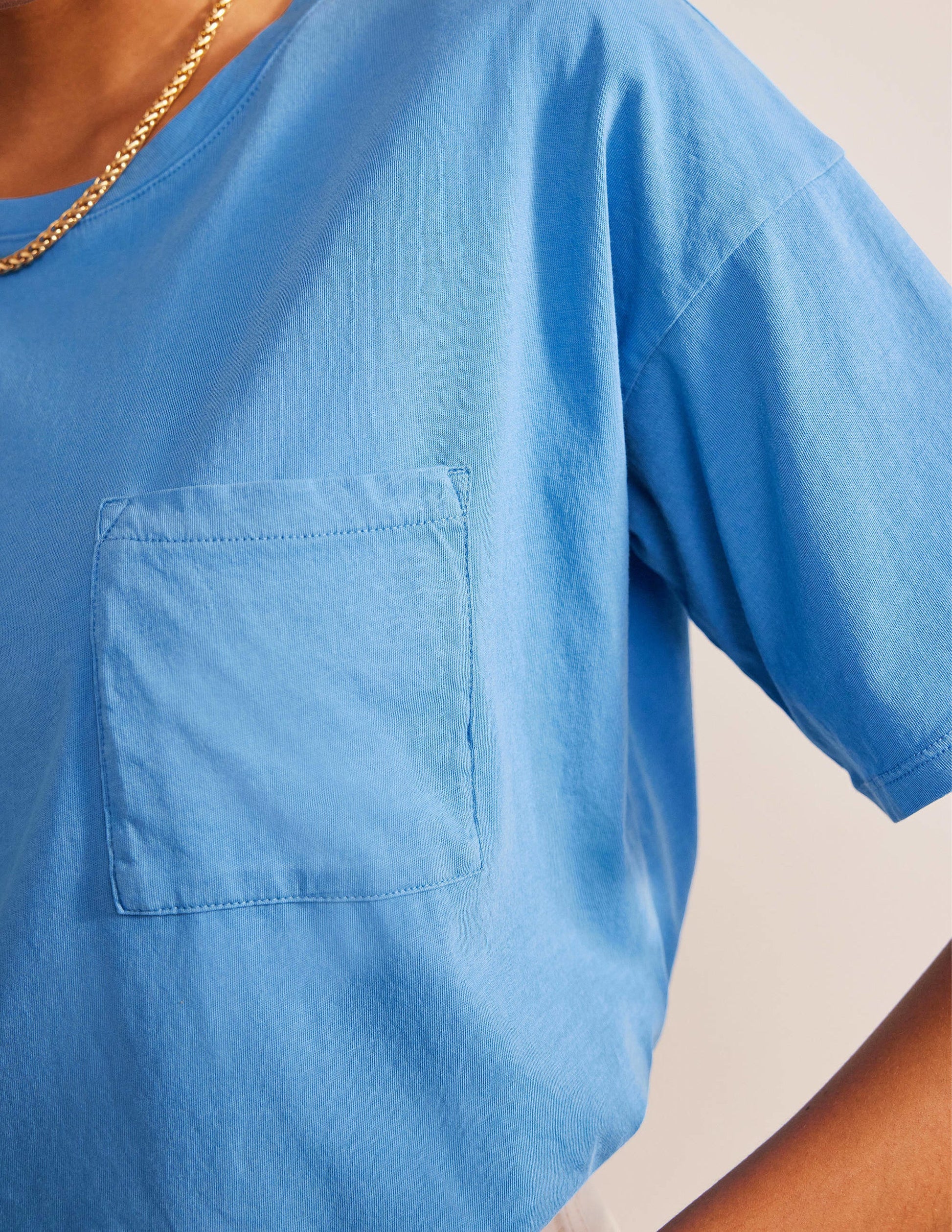 Vorgewaschenes Oversize-T-Shirt-Schuluniform-Blau-2