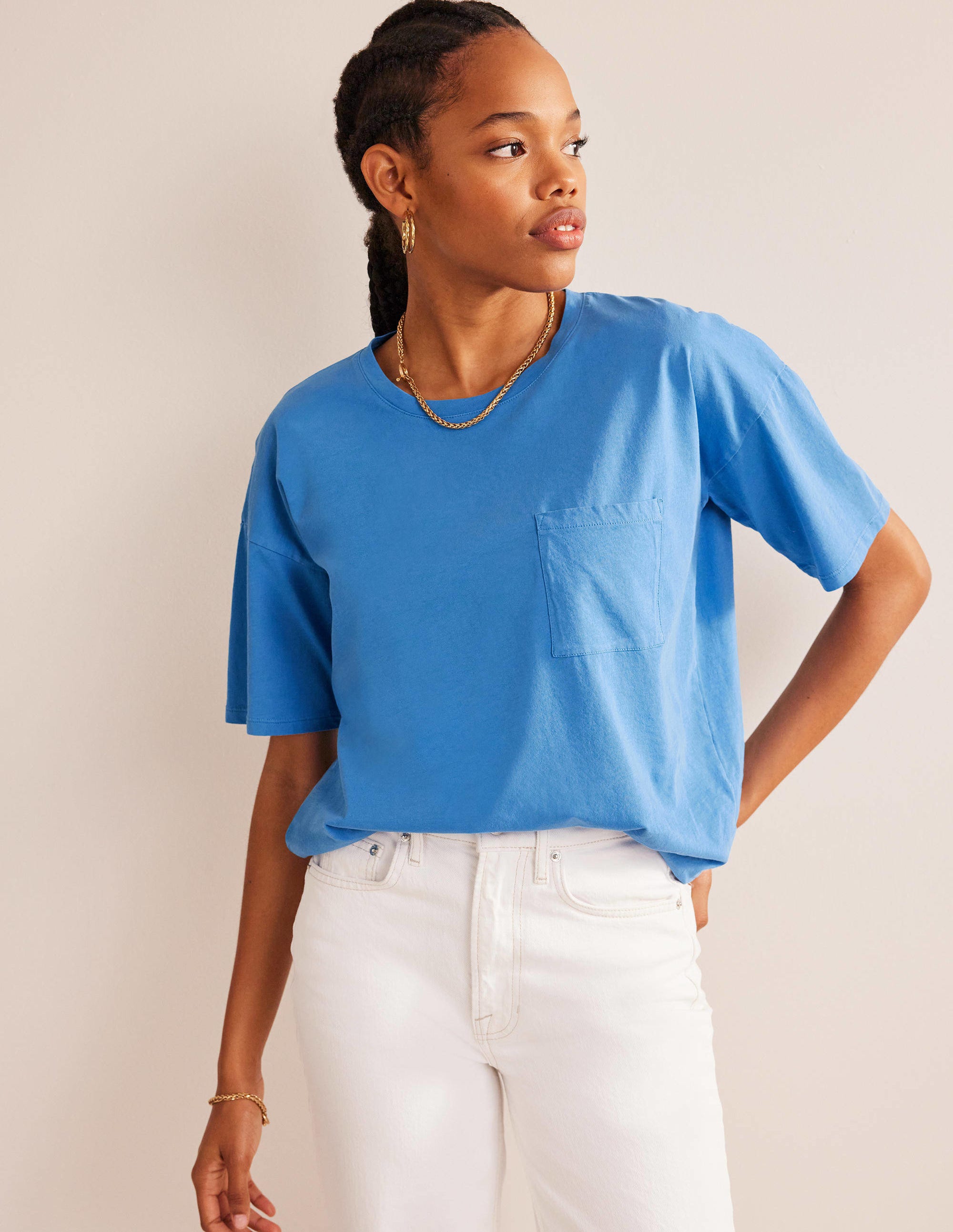 T-shirt délavé oversize-Bleu écolier - Image 4