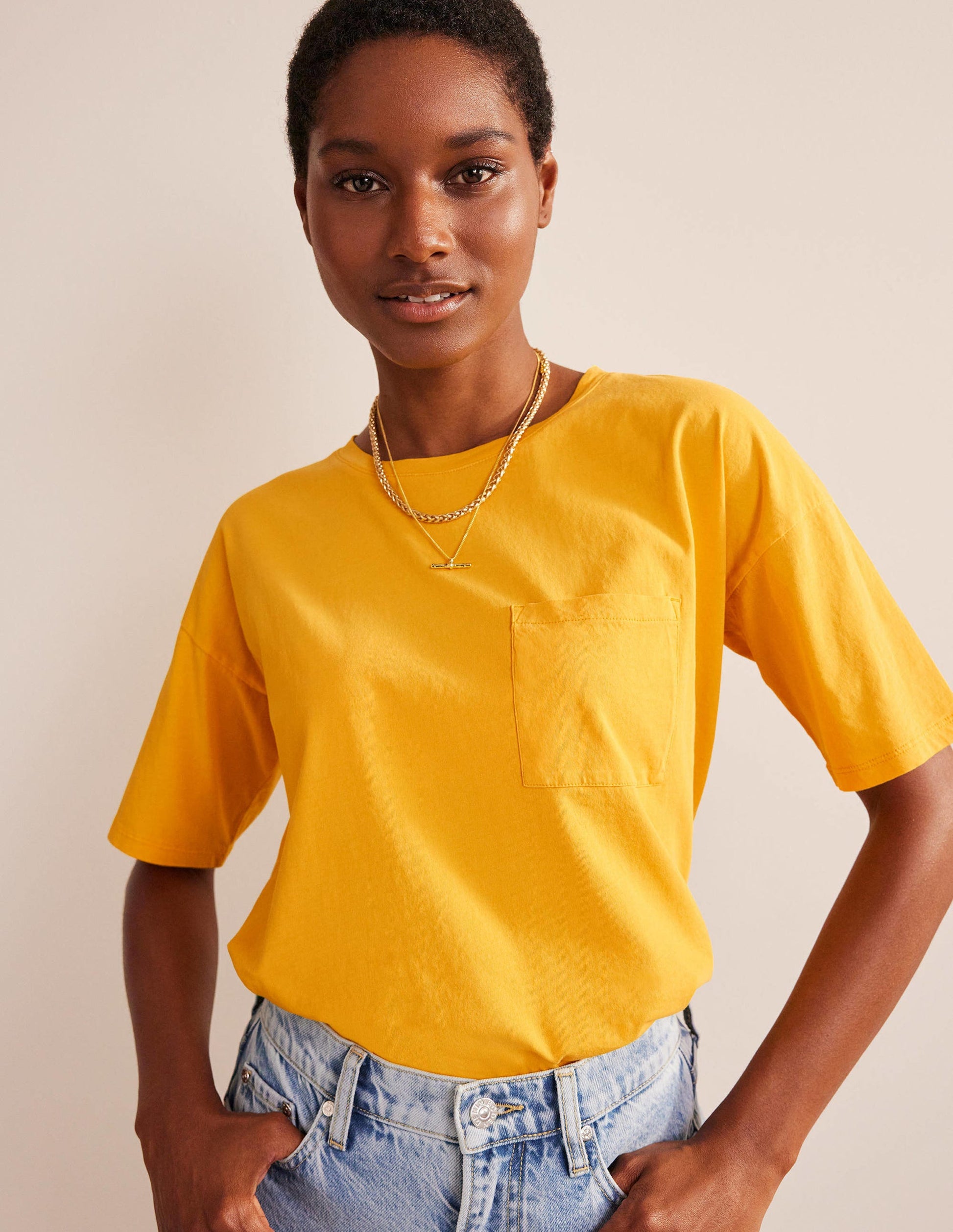 Vorgewaschenes Oversize-T-Shirt-Ringelblumengelb-1
