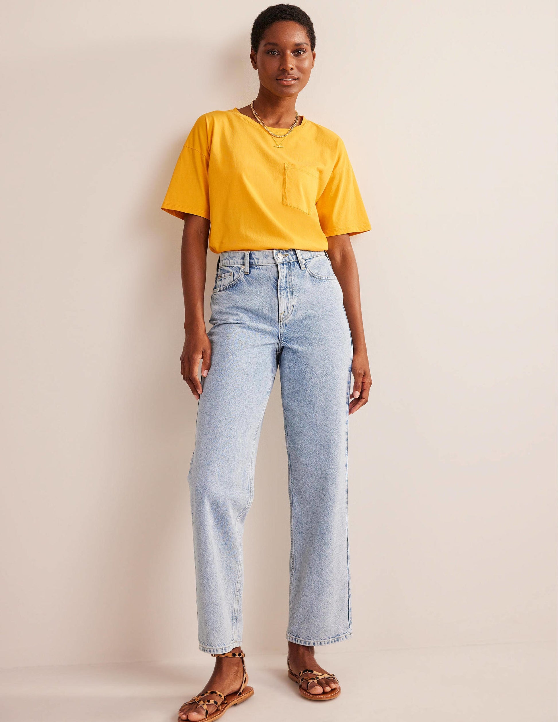 Vorgewaschenes Oversize-T-Shirt-Ringelblumengelb-4