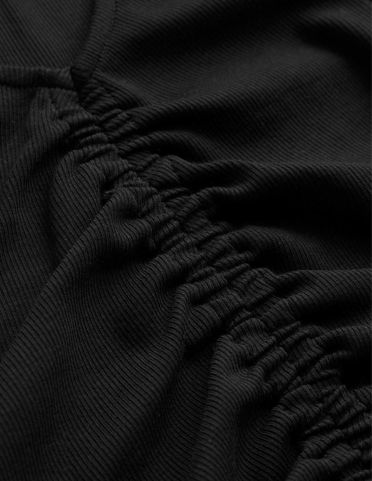 Rippstrick-T-Shirt mit geraffter Vorderseite-Schwarz - Image 6