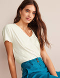 Tie Back Jersey Top-Ivory