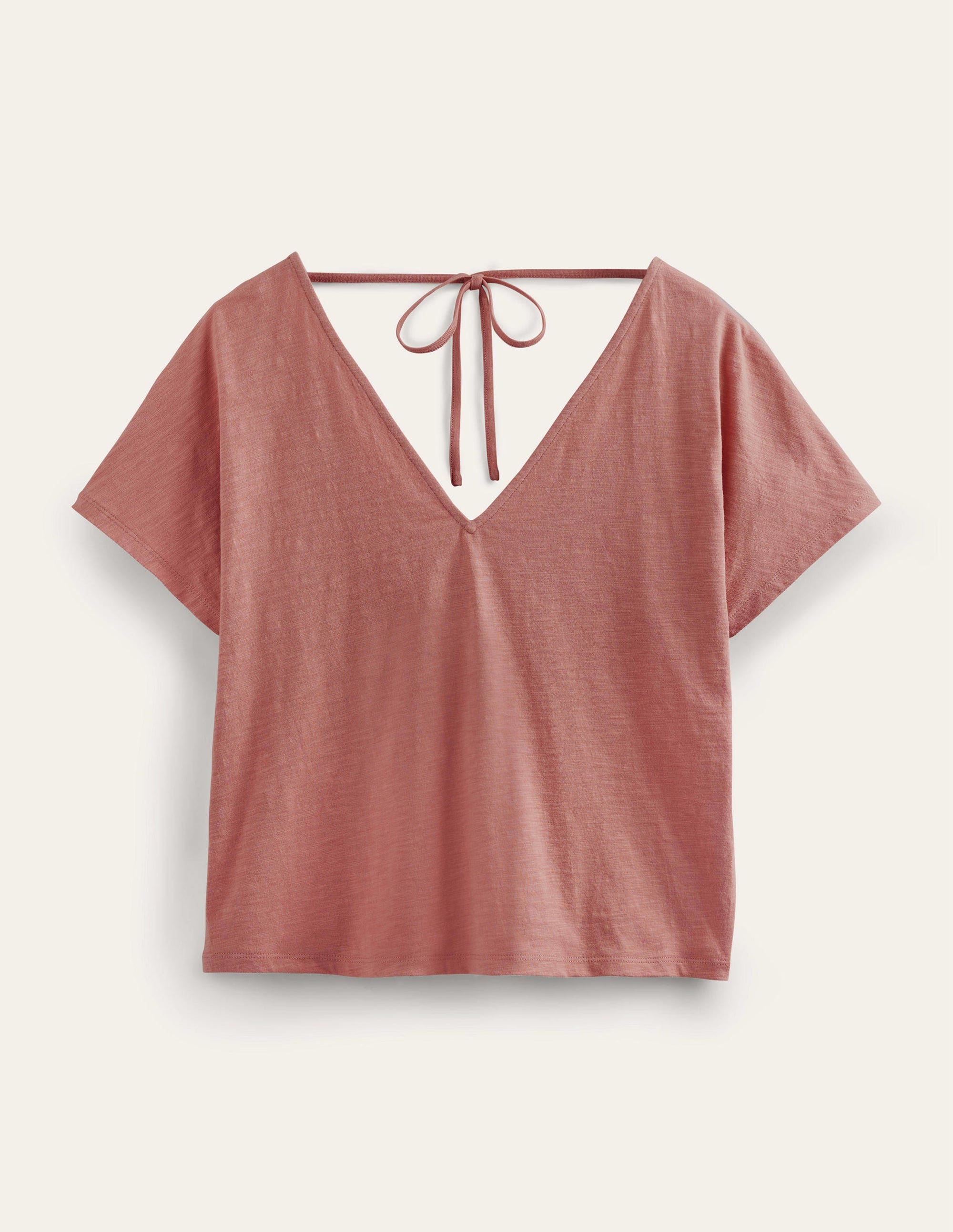 Top en jersey à encolure en V à l'avant et au dos-Rose - Image 5