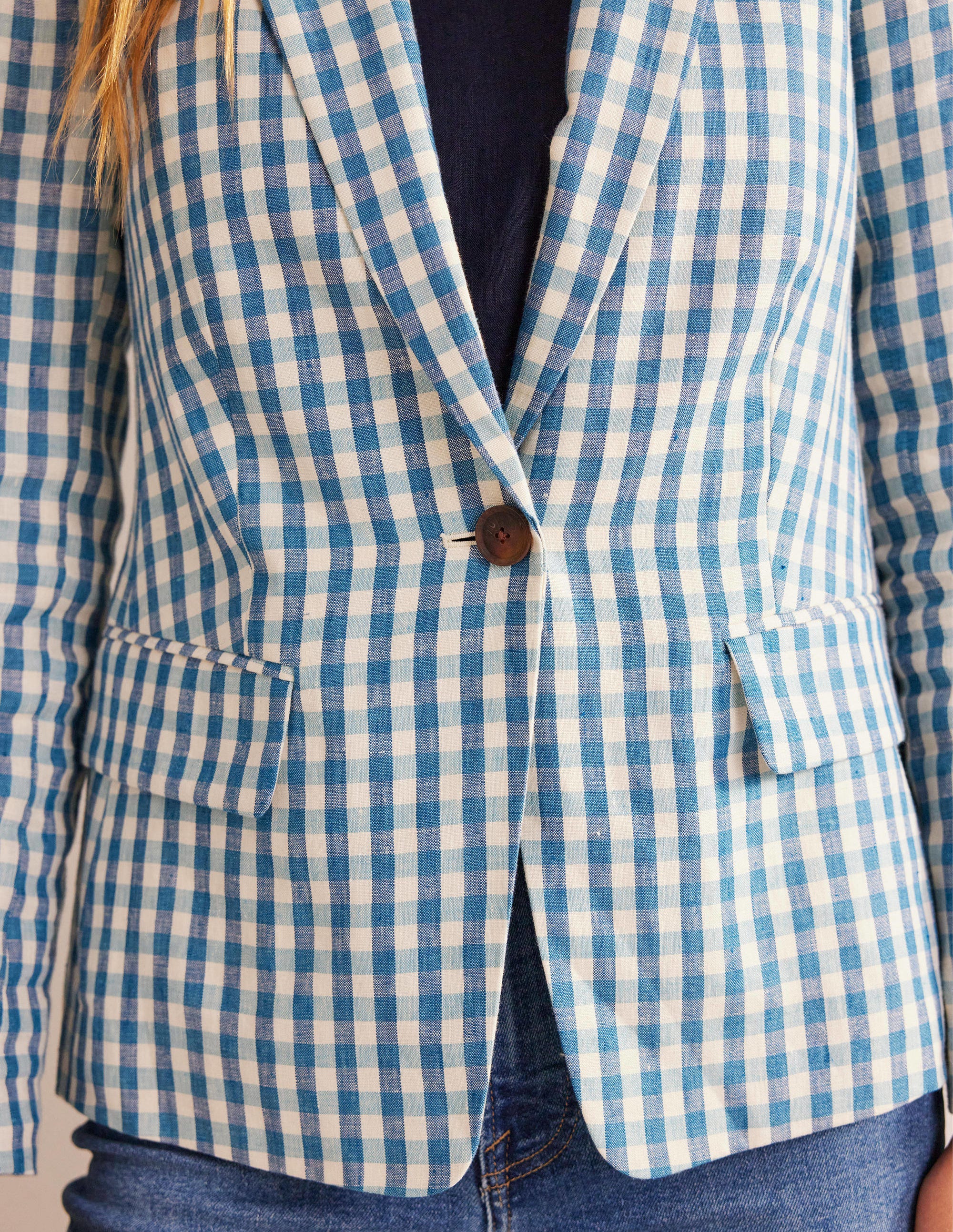 Cambridge Leinenblazer-Blau/Weiß, Vichykaros - Image 2