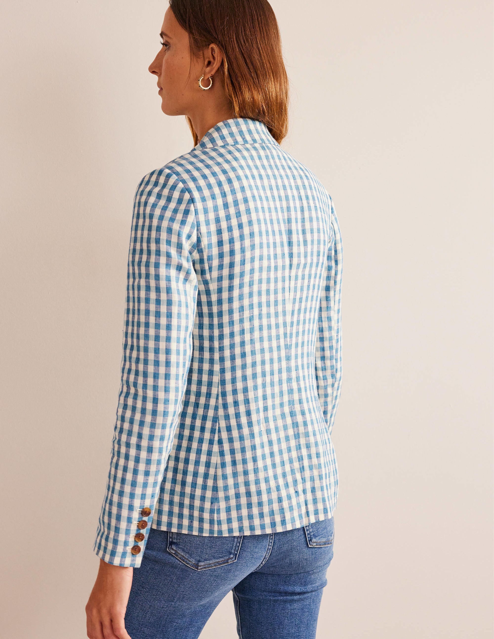 Cambridge Leinenblazer-Blau/Weiß, Vichykaros - Image 3