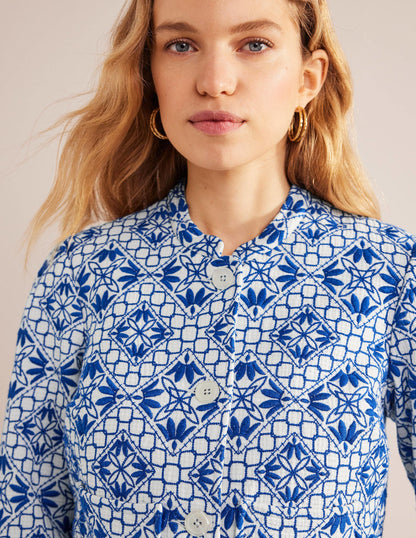 Embroidered Jacket-Blue Embroidered