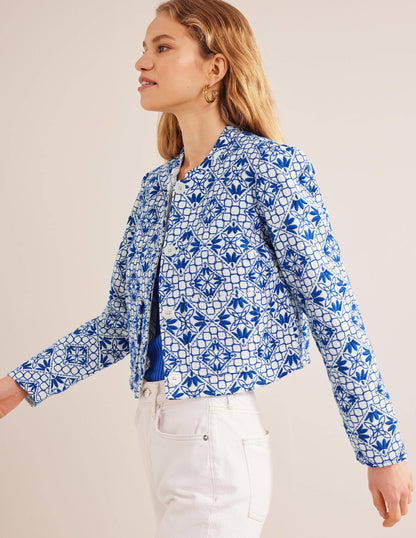 Embroidered Jacket-Blue Embroidered