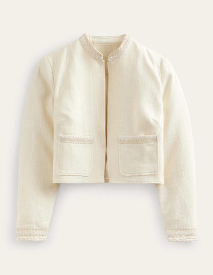 Kurze Baumwolljacke-Naturweiß
