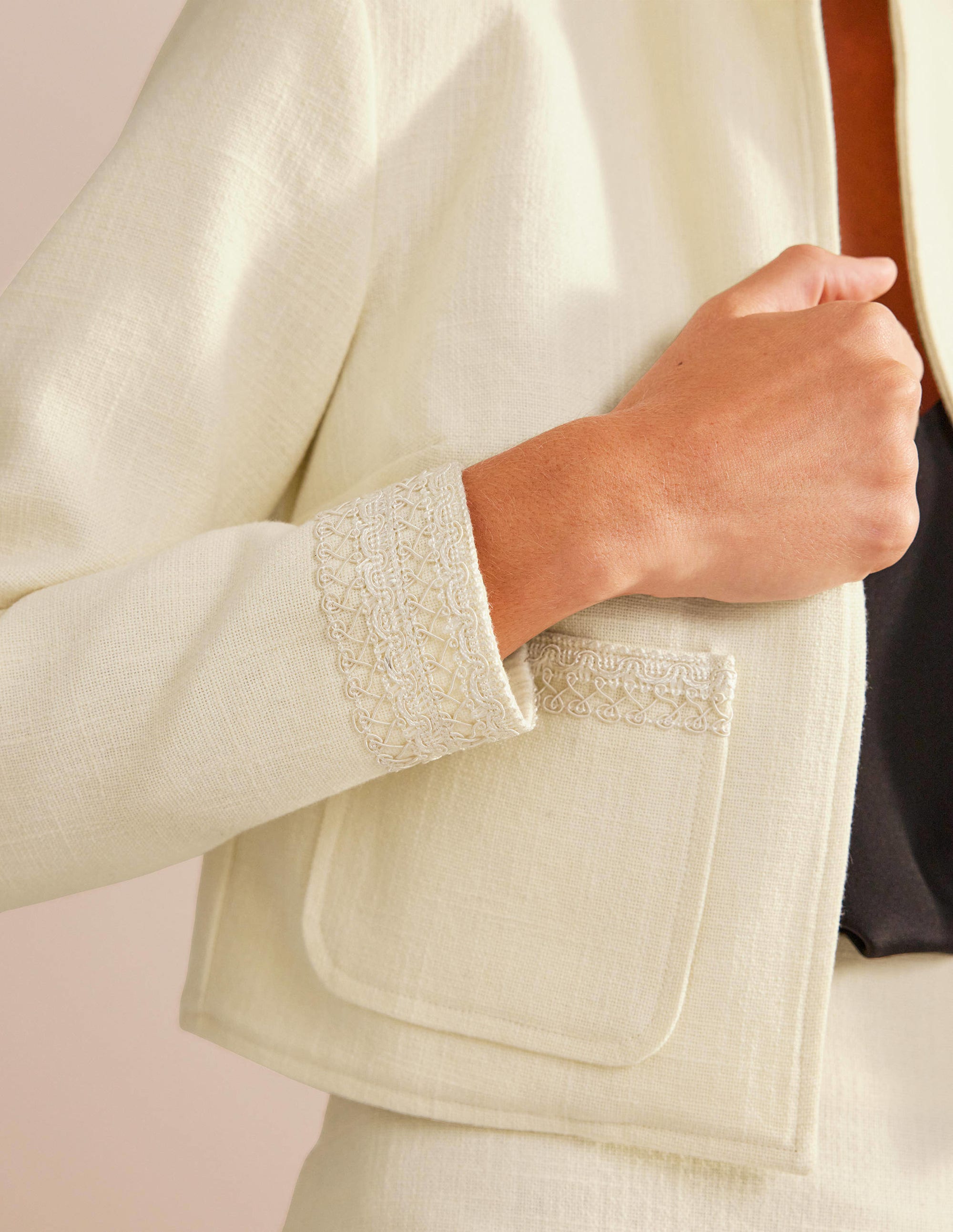 Veste courte en coton-Ivoire - Image 2
