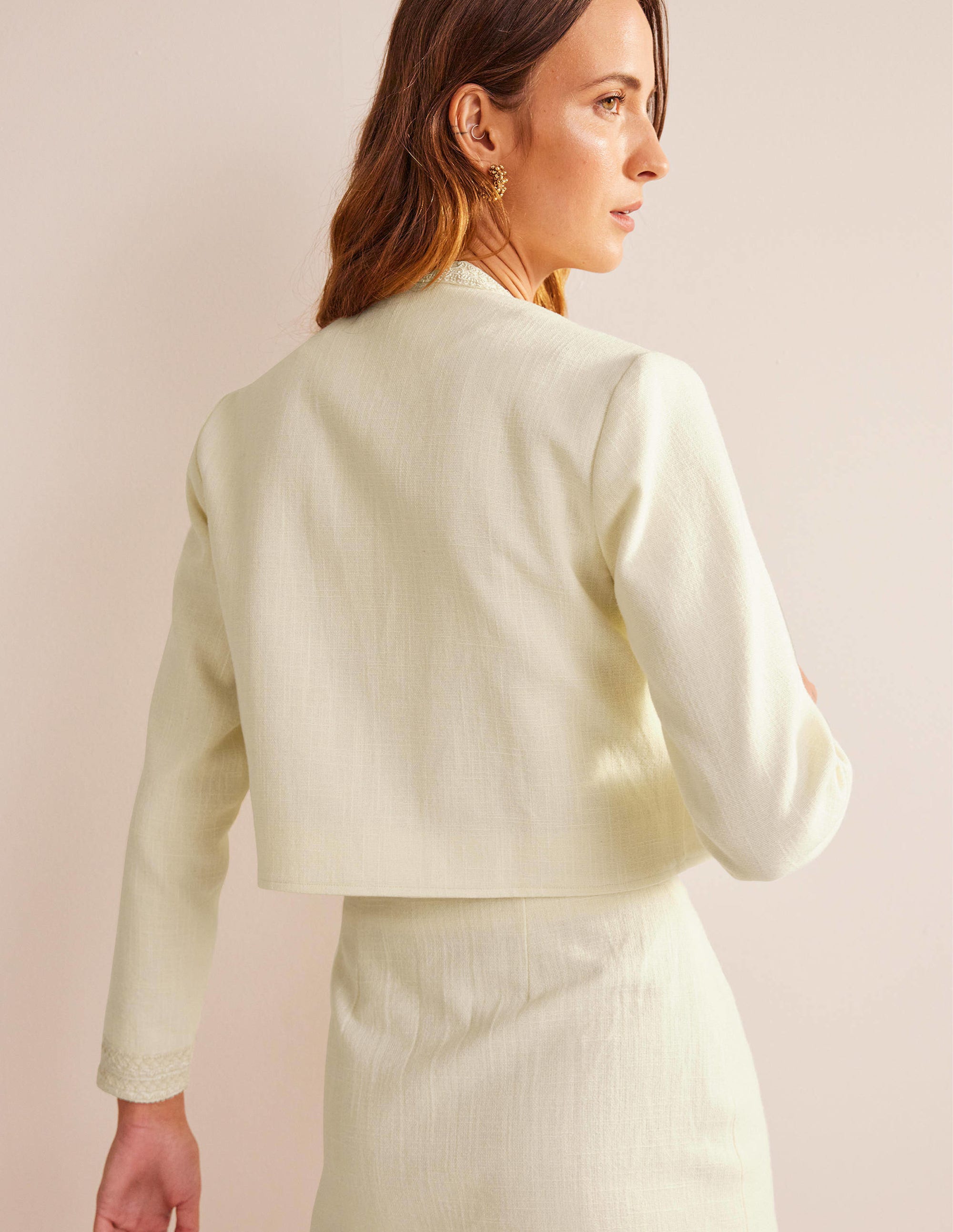 Veste courte en coton-Ivoire - Image 3