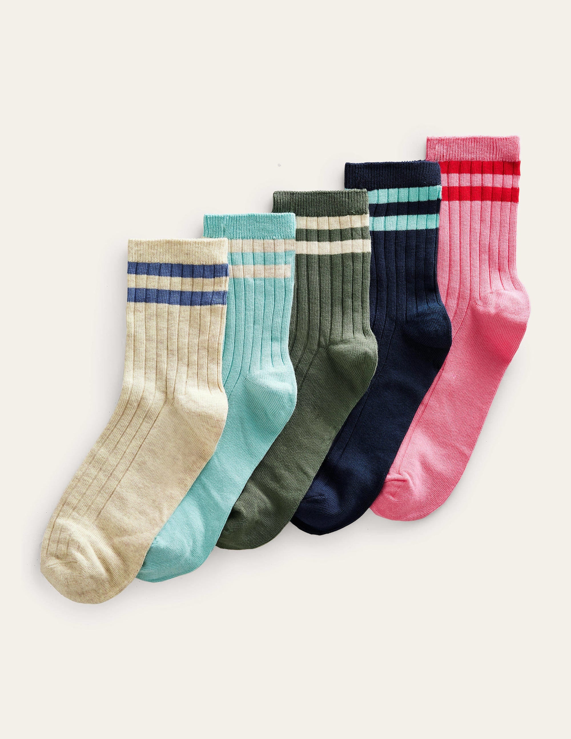 5 paires de socquettes côtelées-Multi, motif audacieux - Image 1