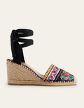 Compensées façon espadrilles à bout carré-Motif Carnation Bloom