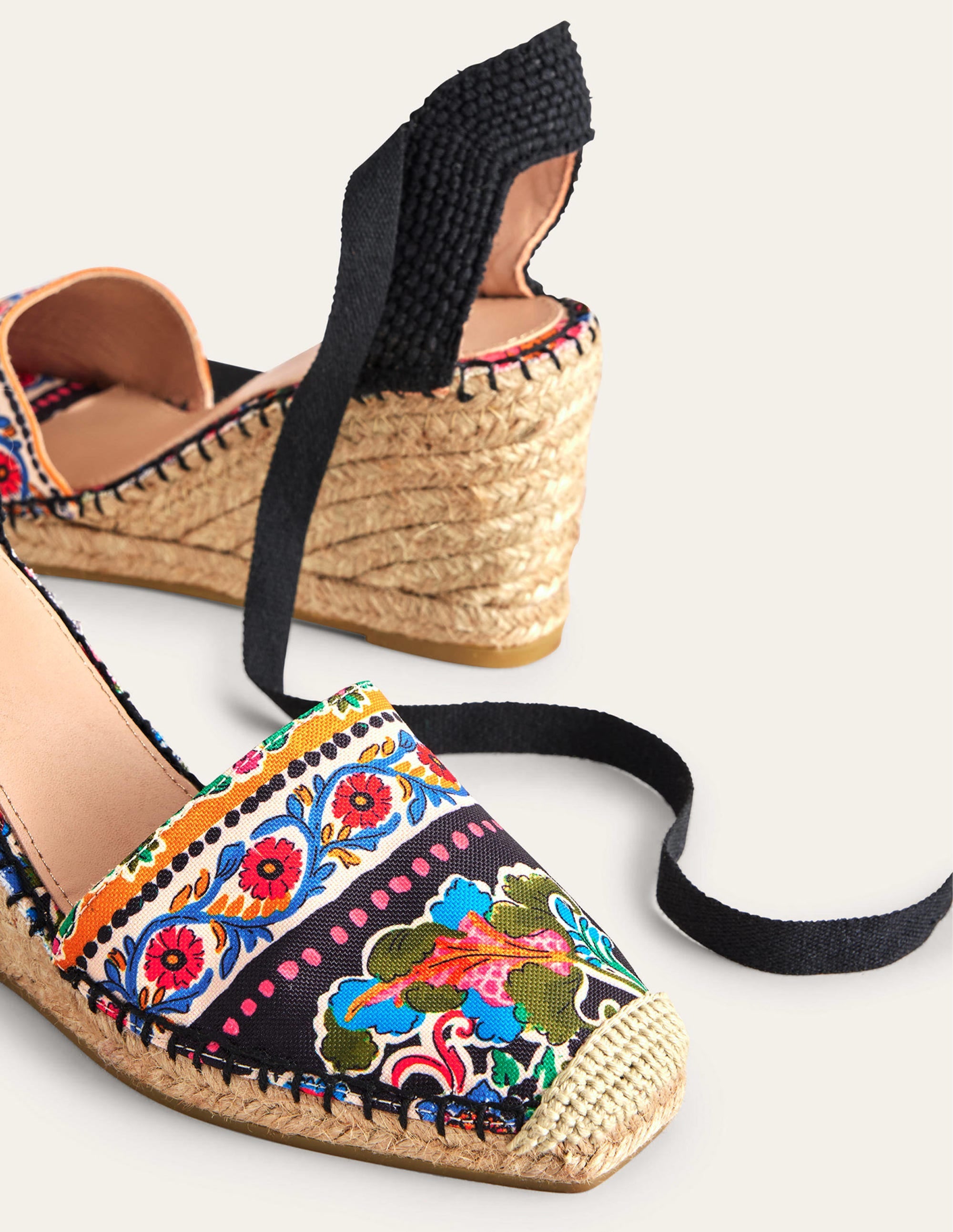 Compensées façon espadrilles à bout carré-Motif Carnation Bloom - Image 3