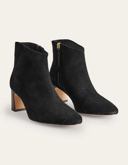 Velourslederstiefeletten-Schwarz