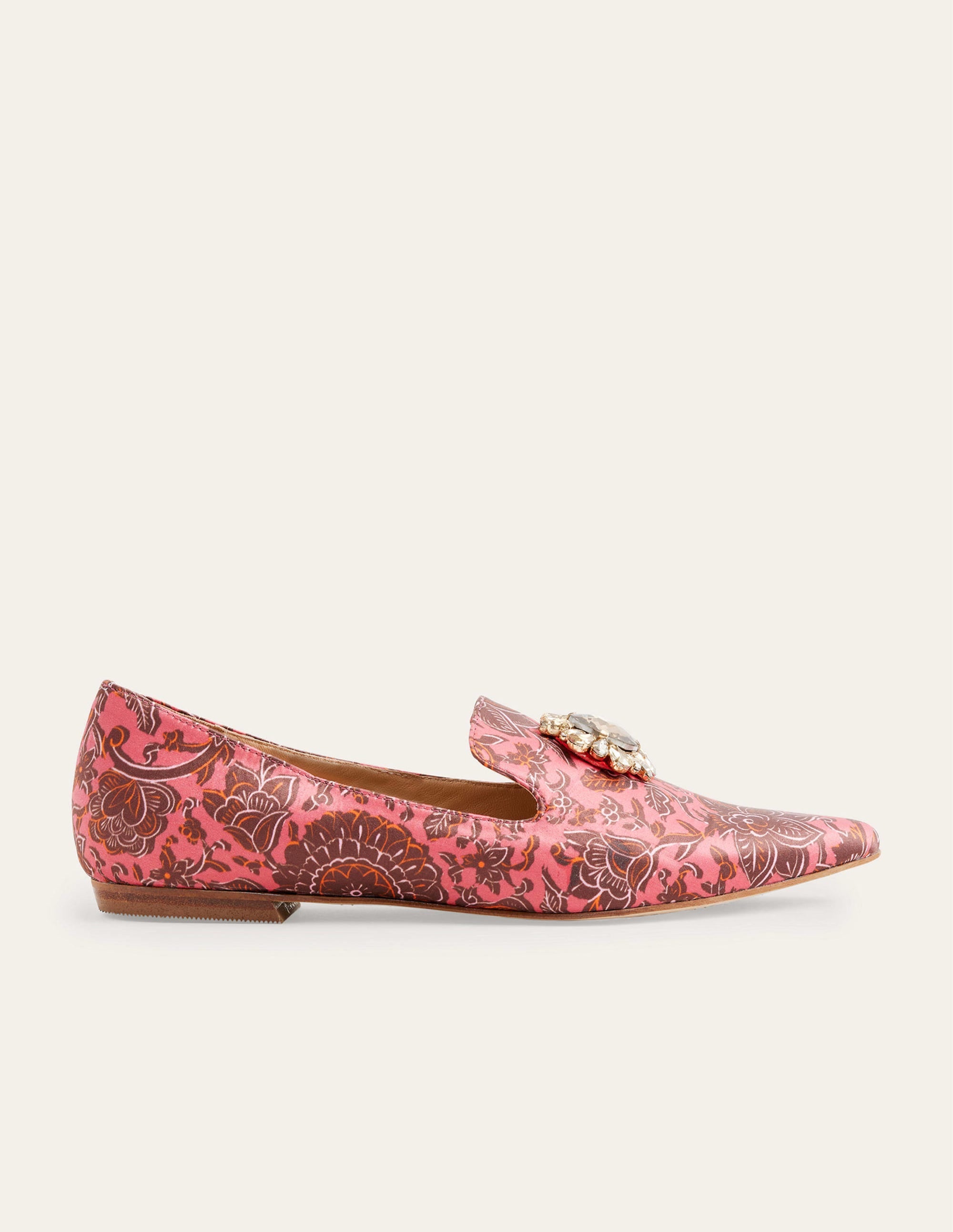 Printed Embellished Loafers-Faded Rose Floral Tapestry - Image 1