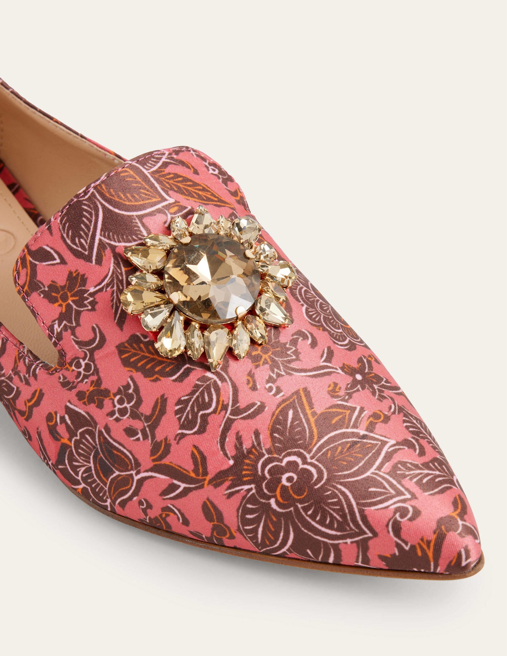 Printed Embellished Loafers-Faded Rose Floral Tapestry - Image 3