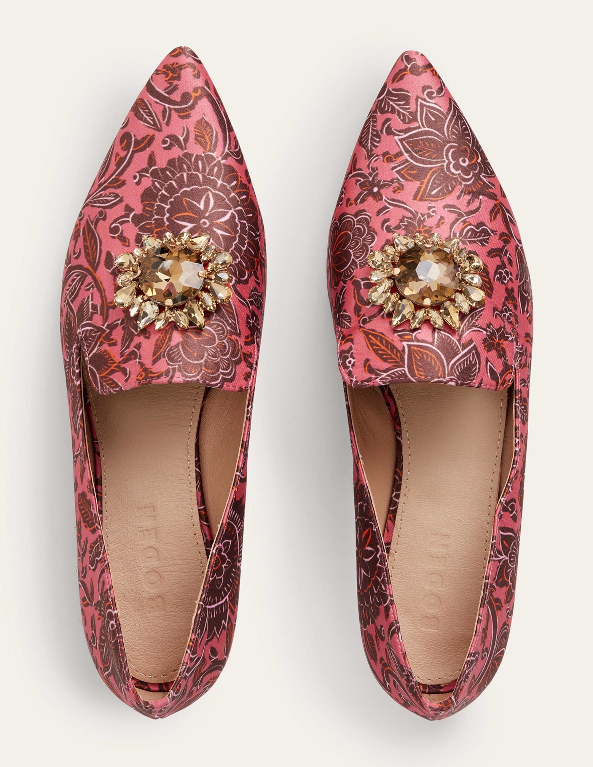 Printed Embellished Loafers-Faded Rose Floral Tapestry - Image 4