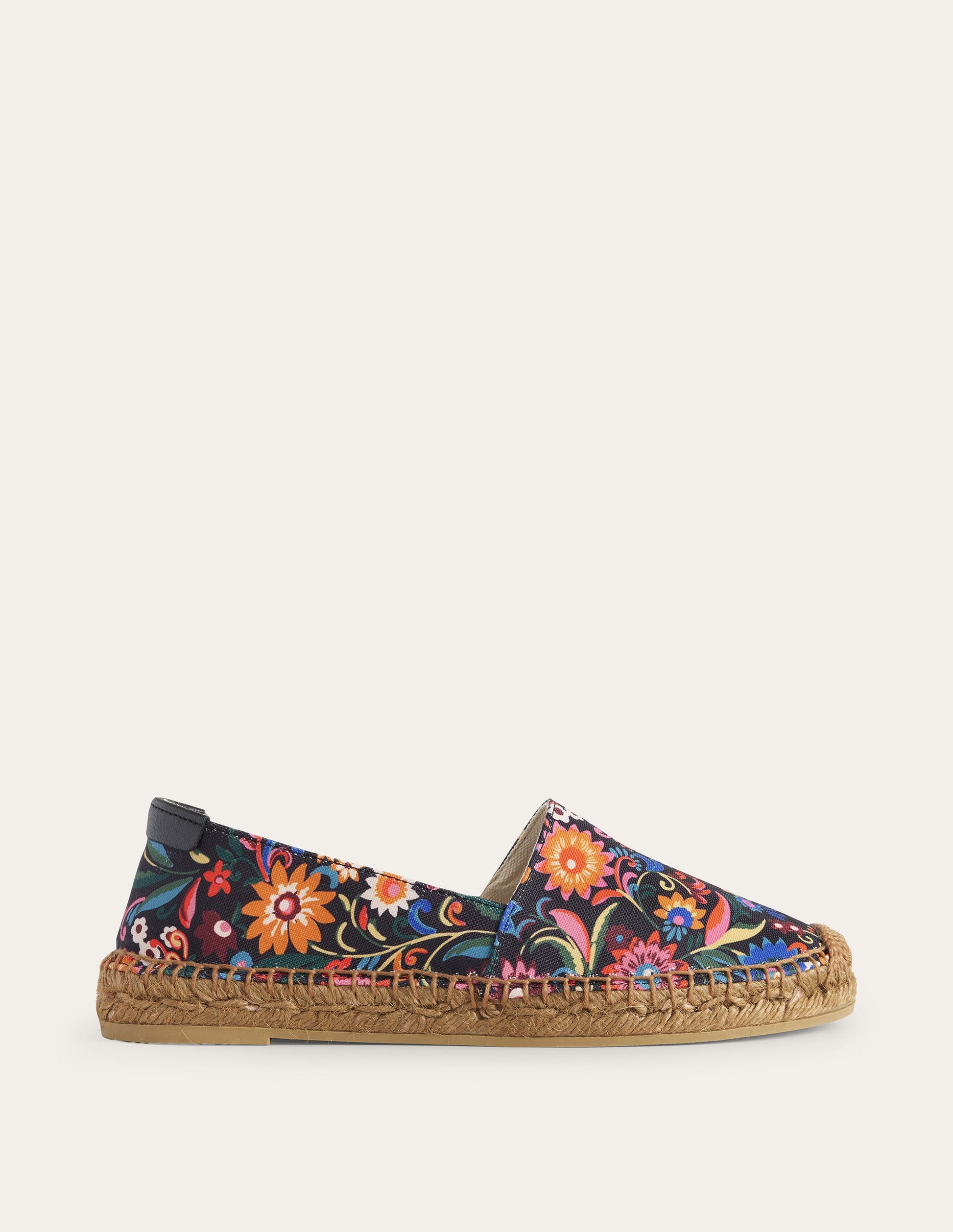 Klassische Espadrilles mit flacher Sohle-Schwarz, Knallige Gardenie-1
