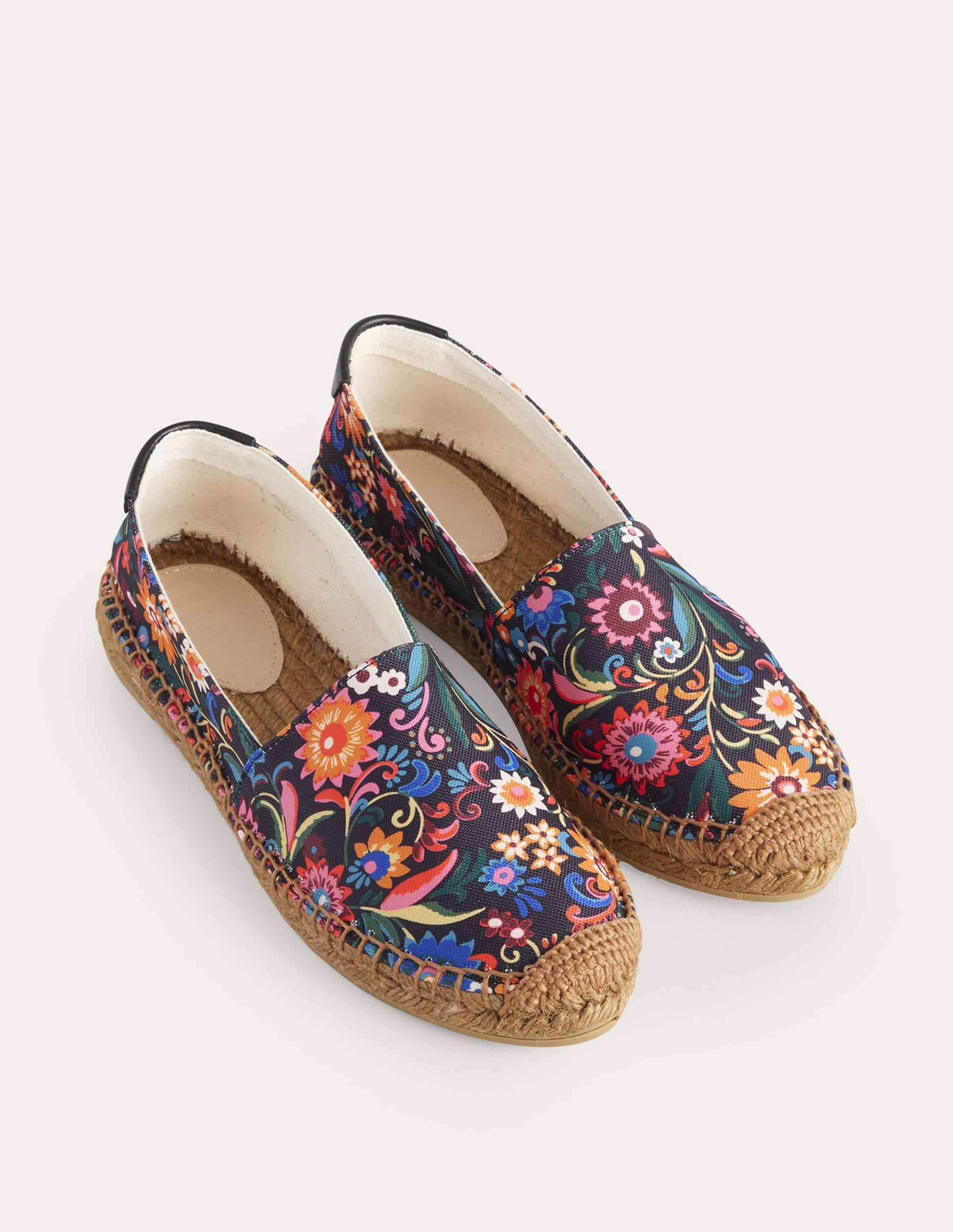 Klassische Espadrilles mit flacher Sohle-Schwarz, Knallige Gardenie-2