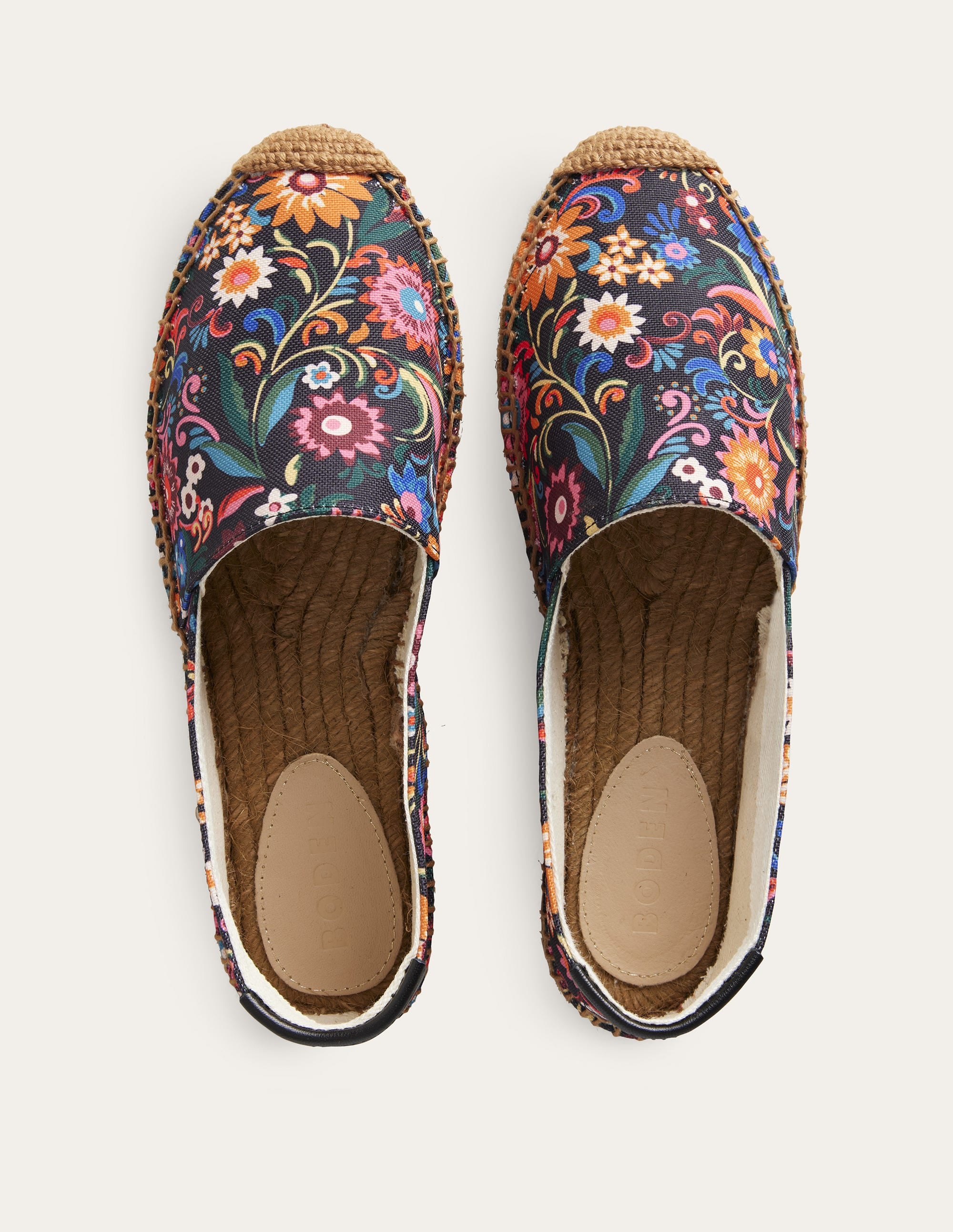 Klassische Espadrilles mit flacher Sohle-Schwarz, Knallige Gardenie - Image 4