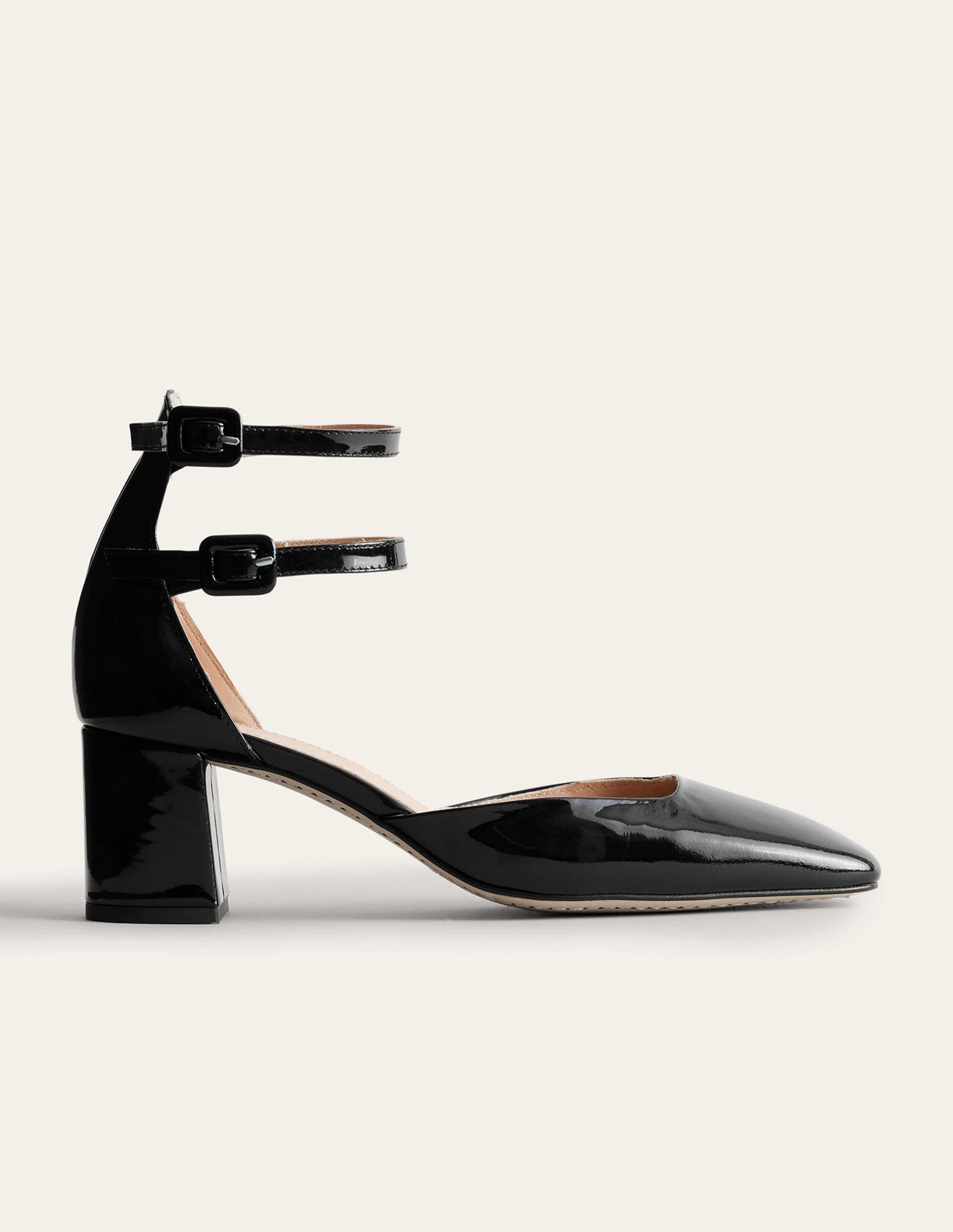 Chaussures à talons carrés en cuir verni-Noir-2