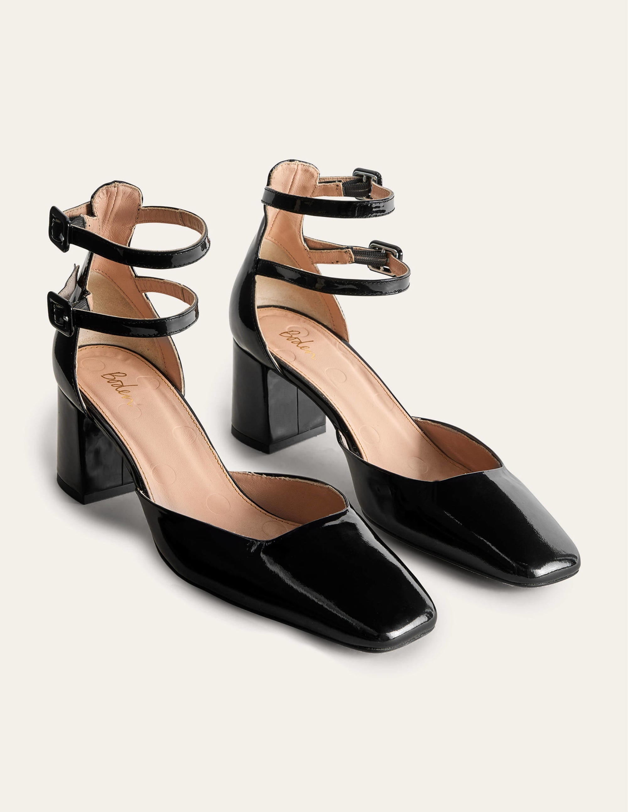 Chaussures à talons carrés en cuir verni-Noir - Image 3