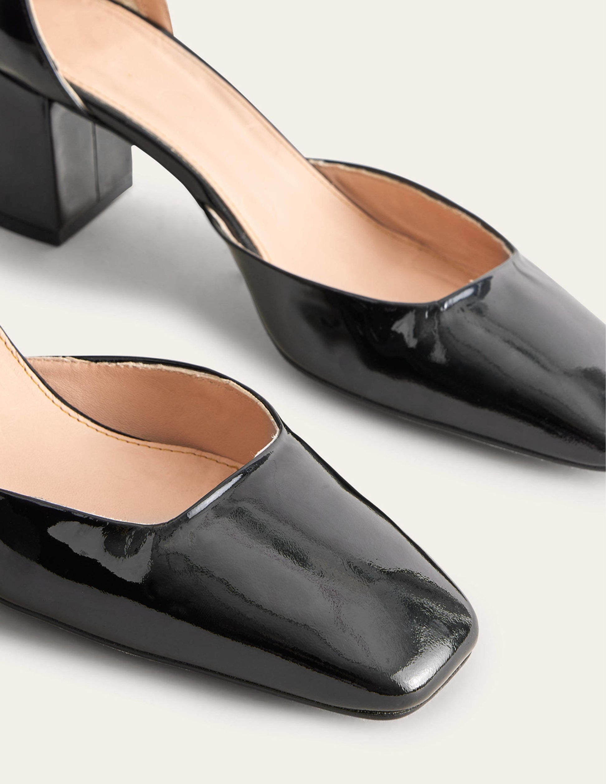 Chaussures à talons carrés en cuir verni-Noir-4