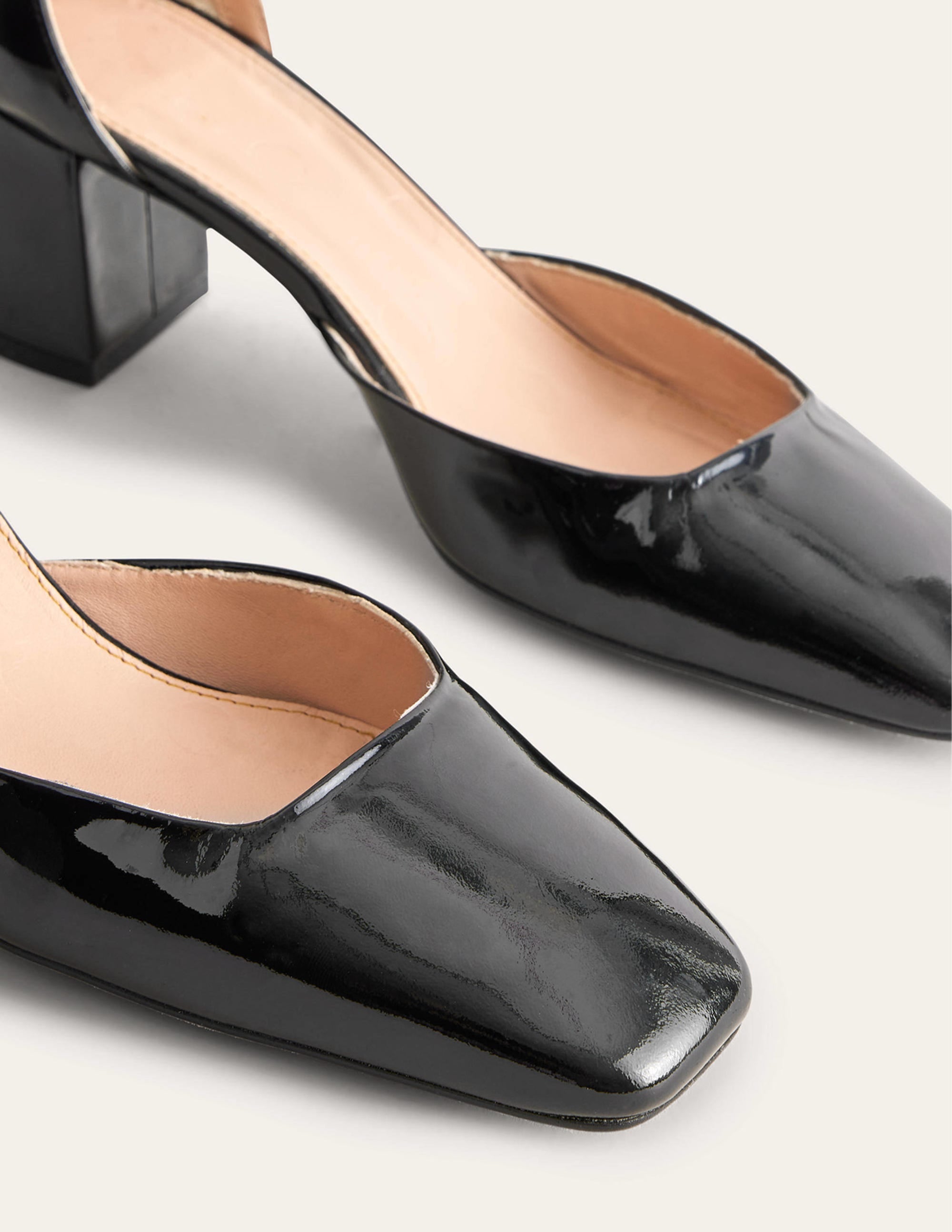 Chaussures à talons carrés en cuir verni-Noir - Image 4