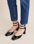 Chaussures à talons carrés en cuir verni-Noir