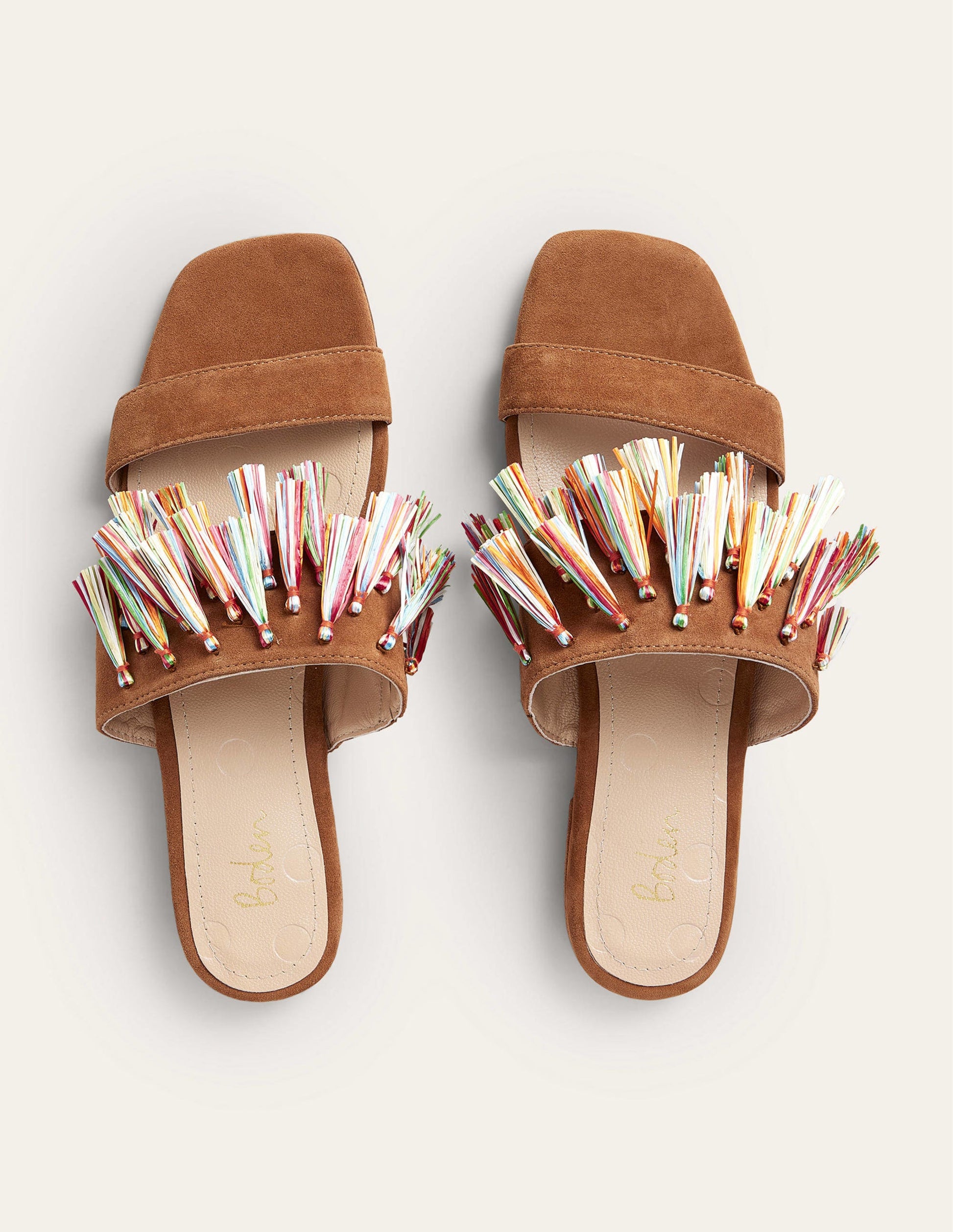 Veloursledersandalen mit Quasten-Lebkuchenbraun-4