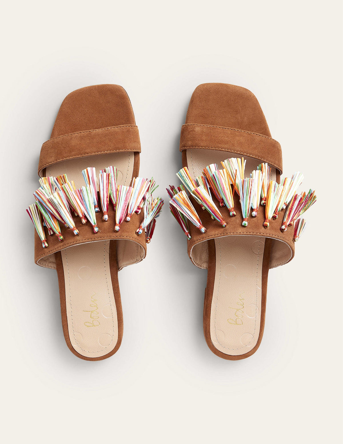 Veloursledersandalen mit Quasten-Lebkuchenbraun - Image 4
