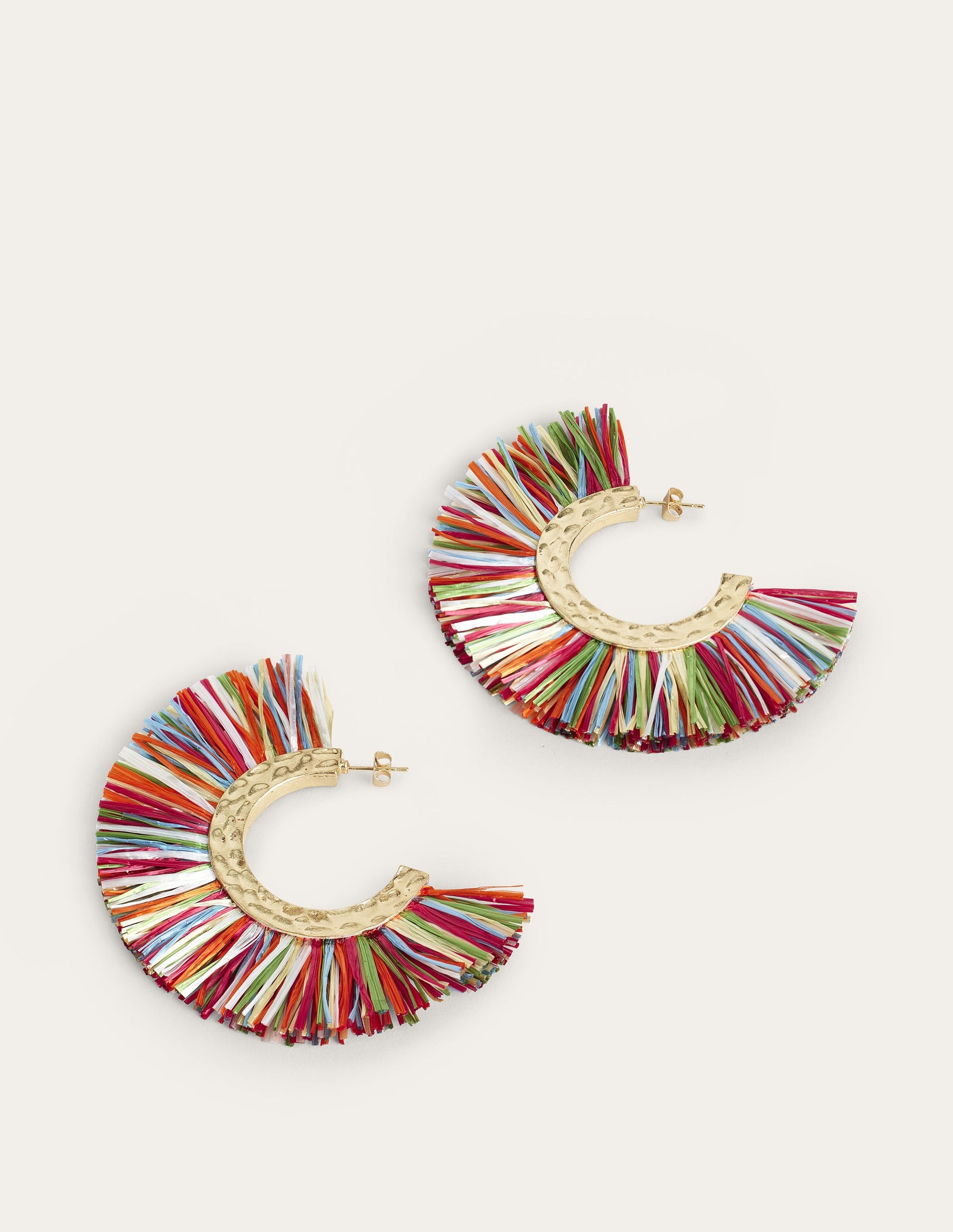 Raffia Hoop Earrings-Multi-1
