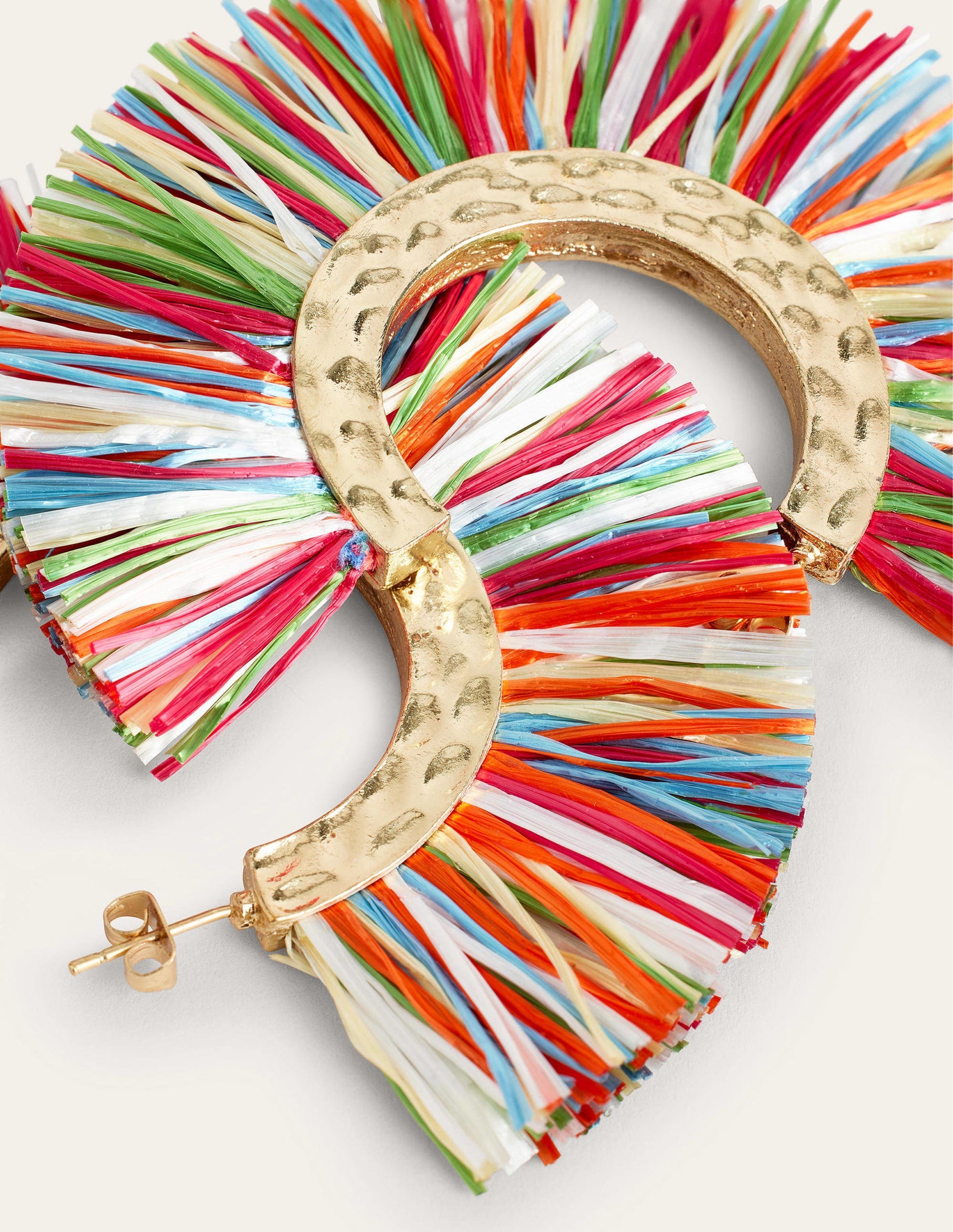 Raffia Hoop Earrings-Multi-2