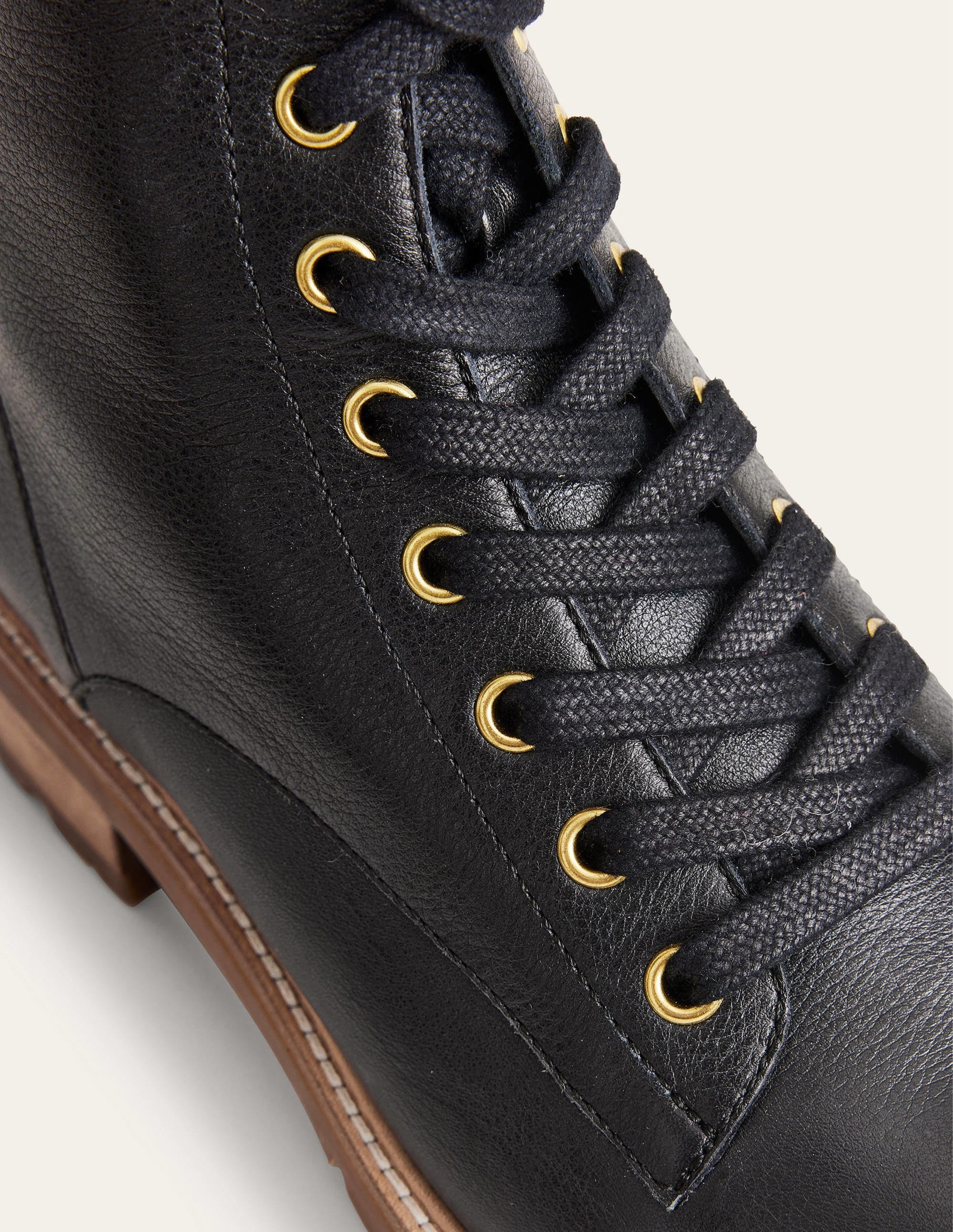 Leder-Stiefeletten zum Schnüren-Schwarz, Kalbsleder - Image 2
