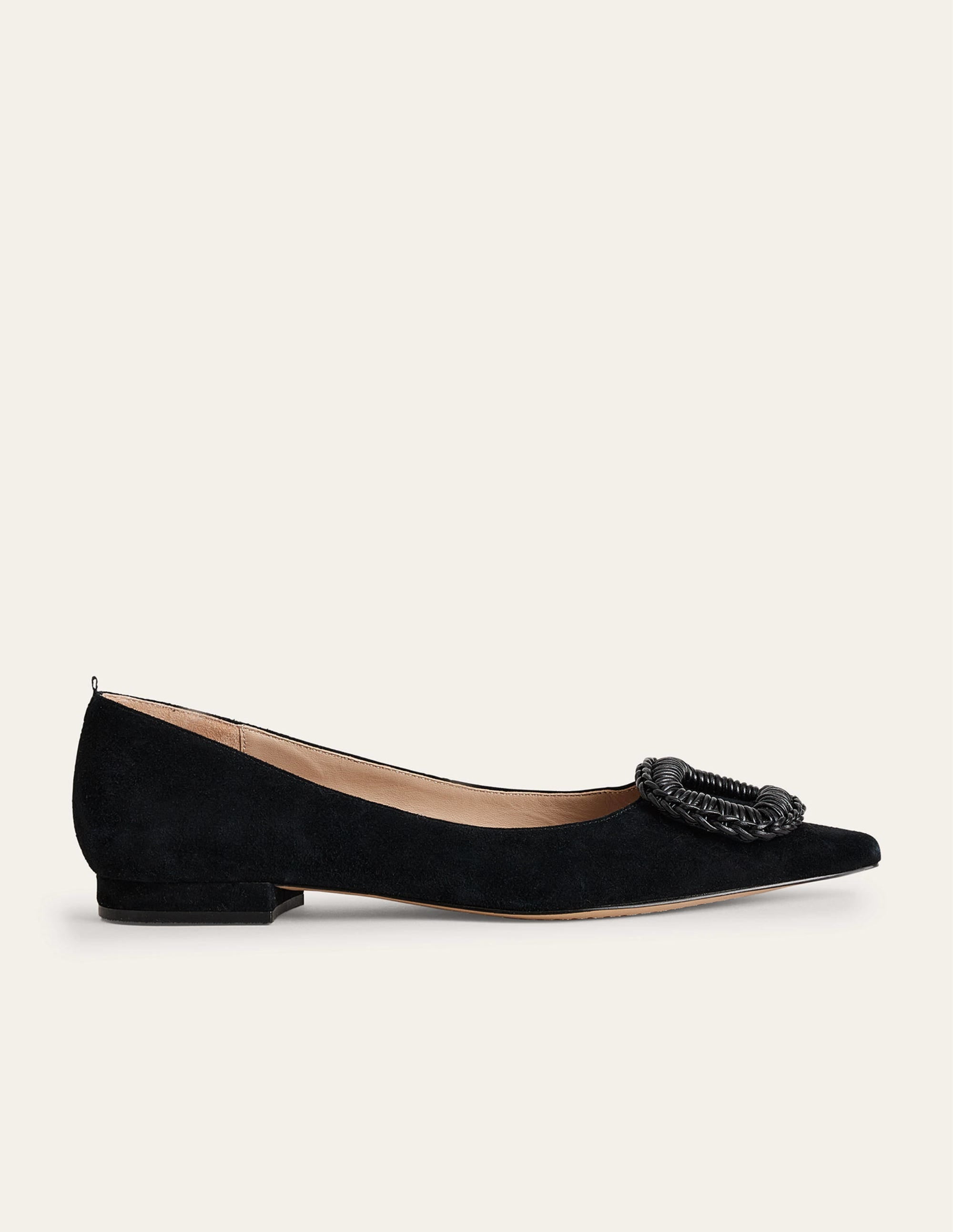 Spitz zulaufende Ballerinas-Schwarz, Veloursleder - Image 1
