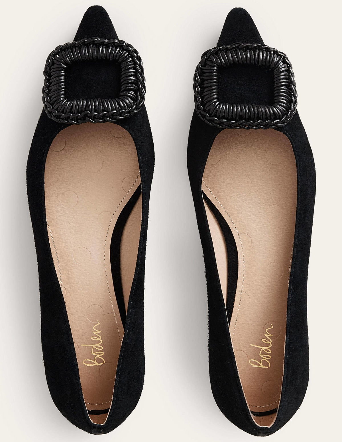Spitz zulaufende Ballerinas-Schwarz, Veloursleder - Image 4