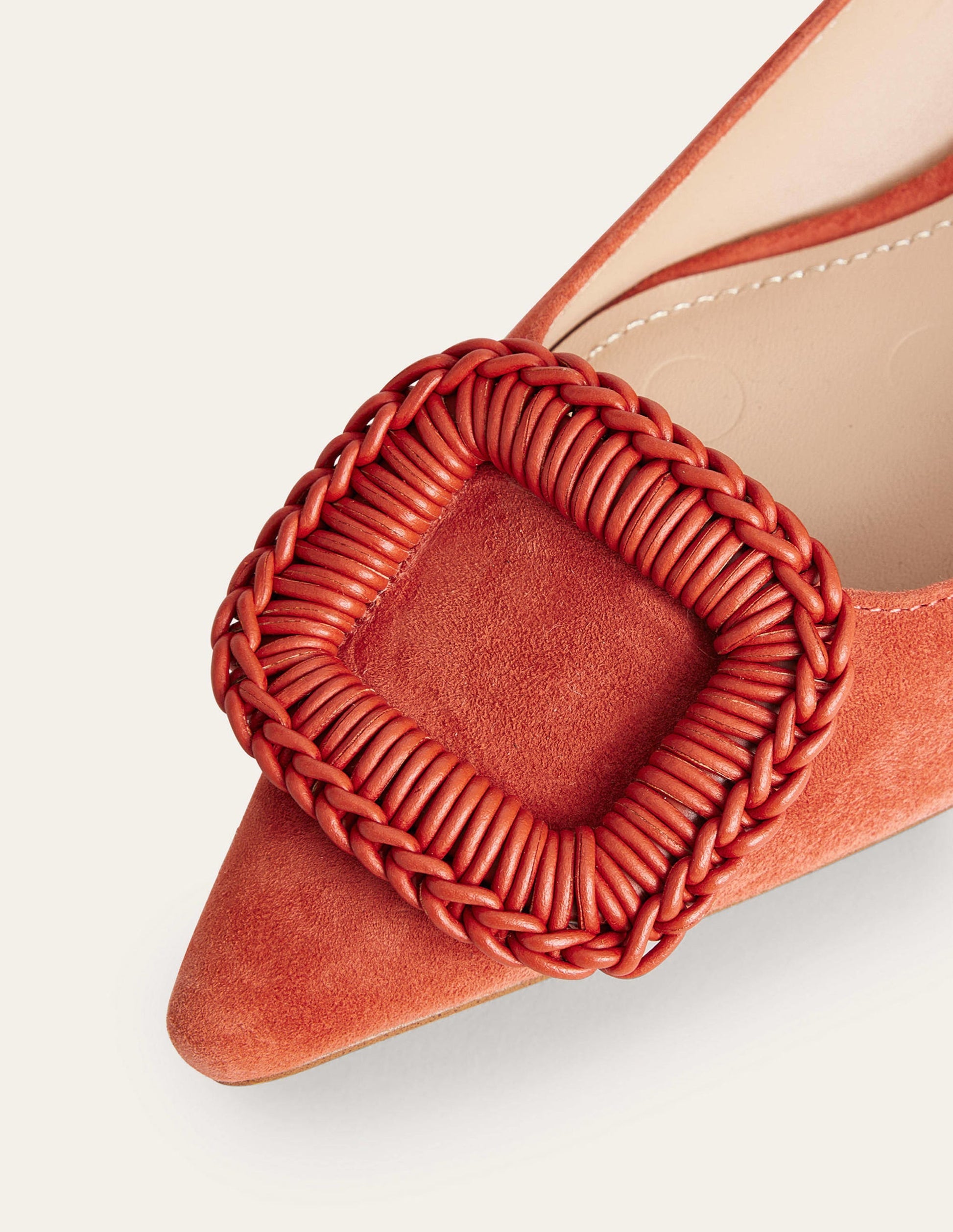 Spitz zulaufende Ballerinas-Tomatenrot, Veloursleder-3