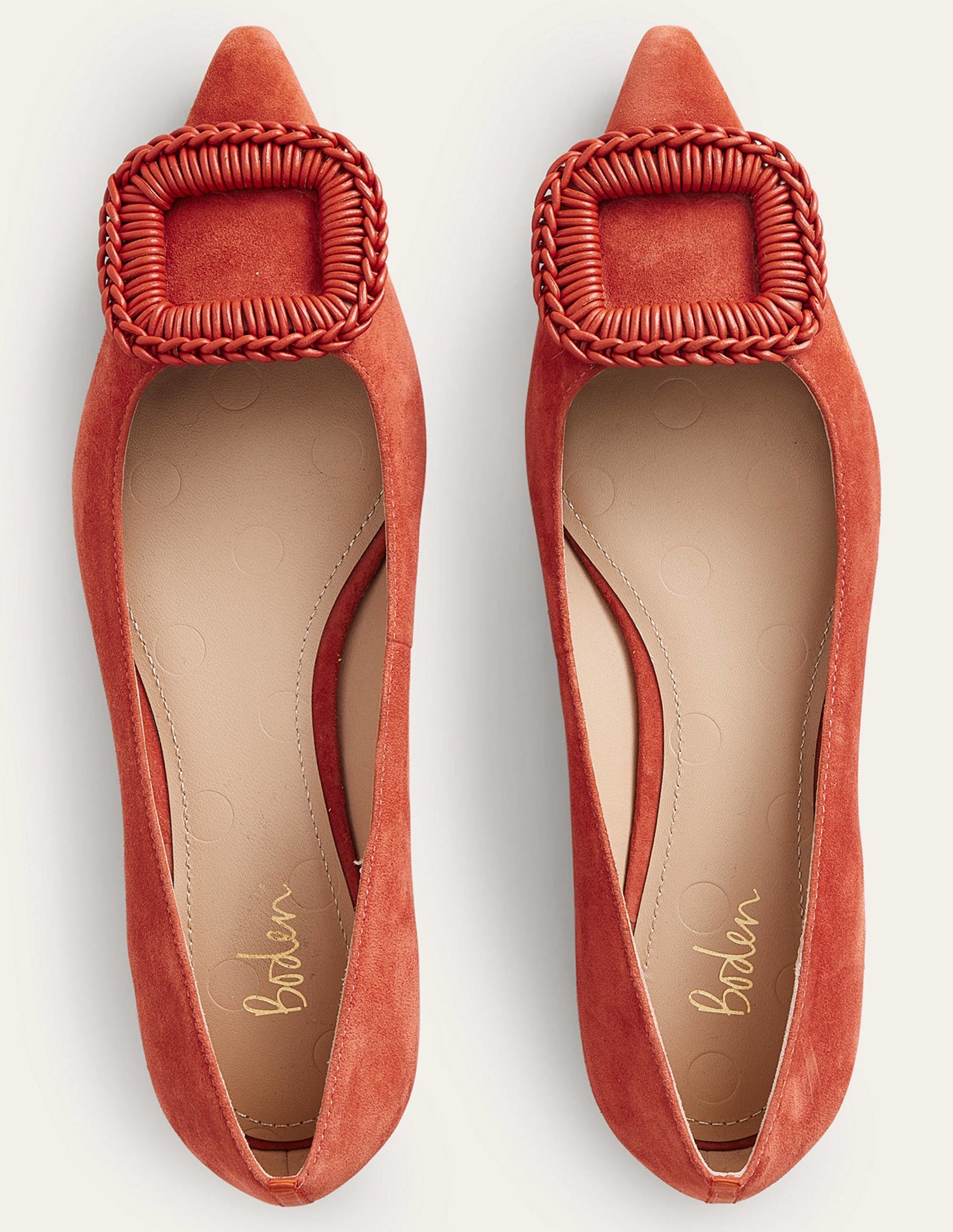 Spitz zulaufende Ballerinas-Tomatenrot, Veloursleder-4