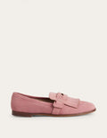 Mocassins à plastron-Daim rose poudré