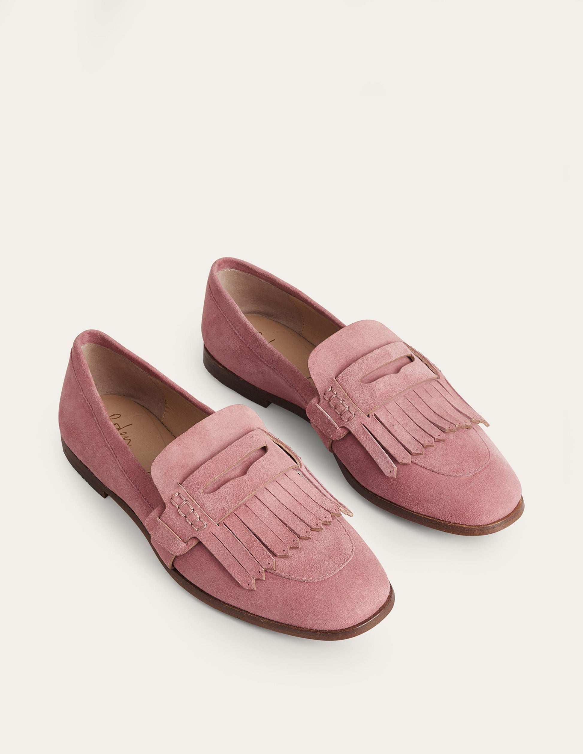Mocassins à plastron-Daim rose poudré-2