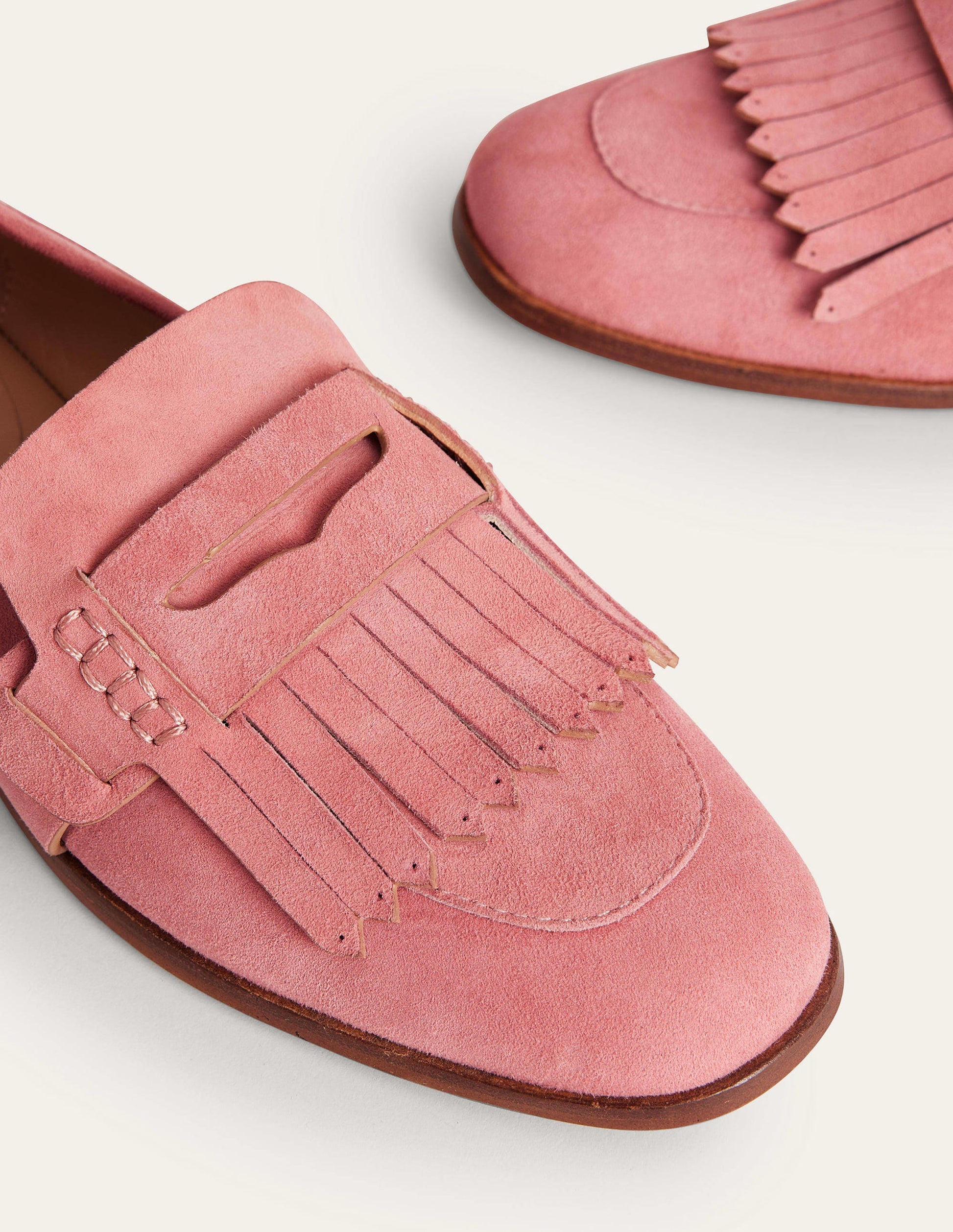 Mocassins à plastron-Daim rose poudré-3
